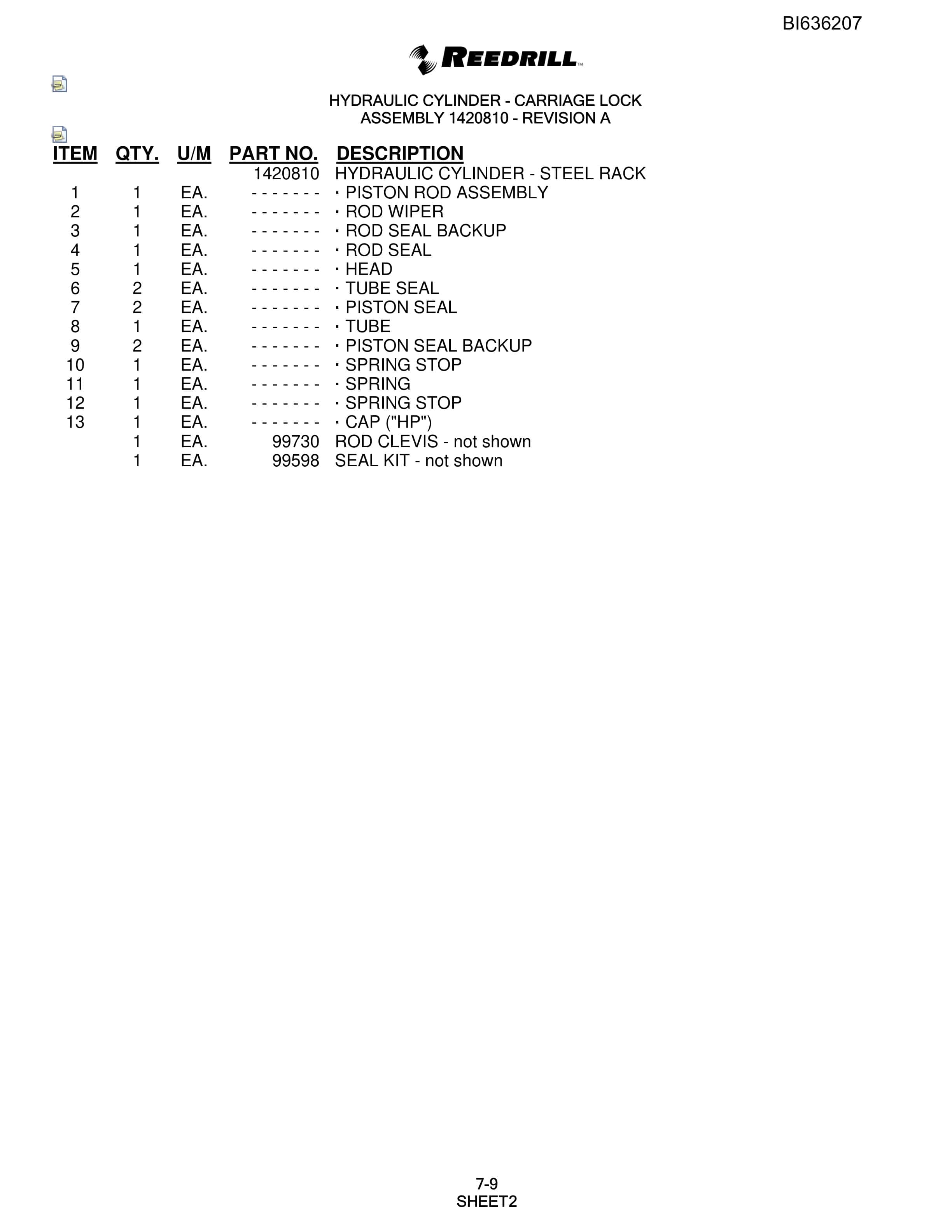 Bucyrus 250 Hydra-Trac Parts Catalog BI636207-4