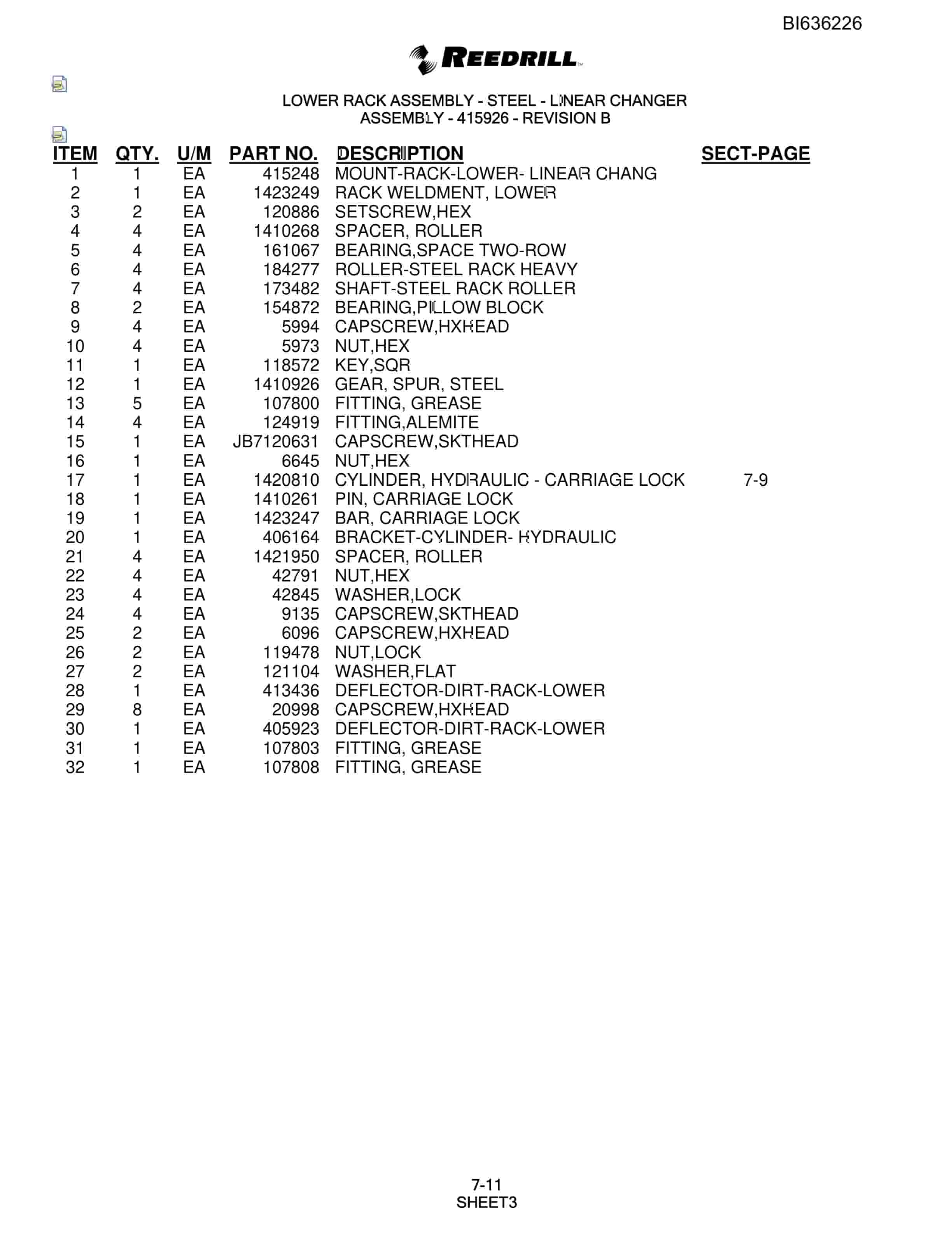 Bucyrus 250 Hydra-Trac Parts Catalog BI636226-5