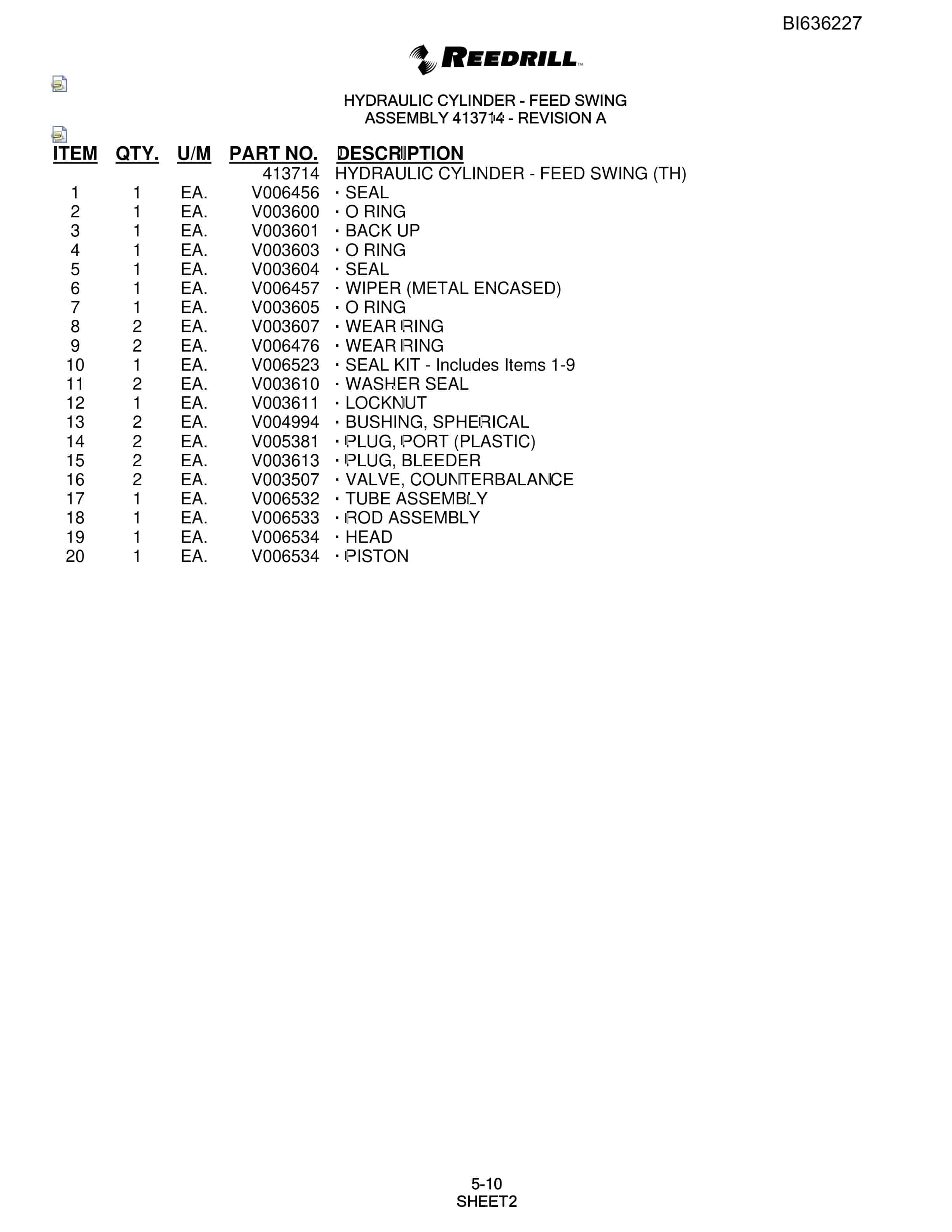 Bucyrus 250 Hydra-Trac Parts Catalog BI636227-3