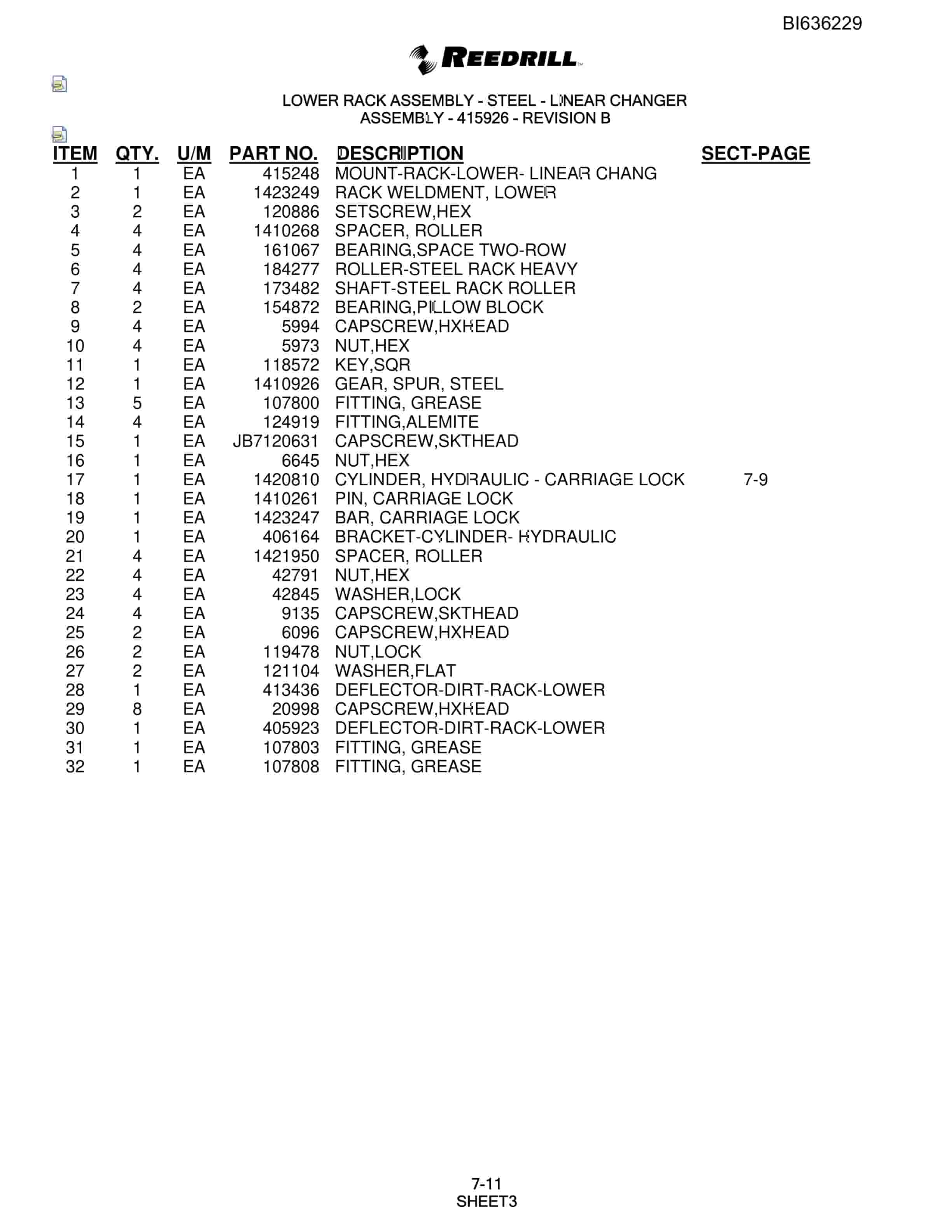 Bucyrus 250 Hydra-Trac Parts Catalog BI636229-5