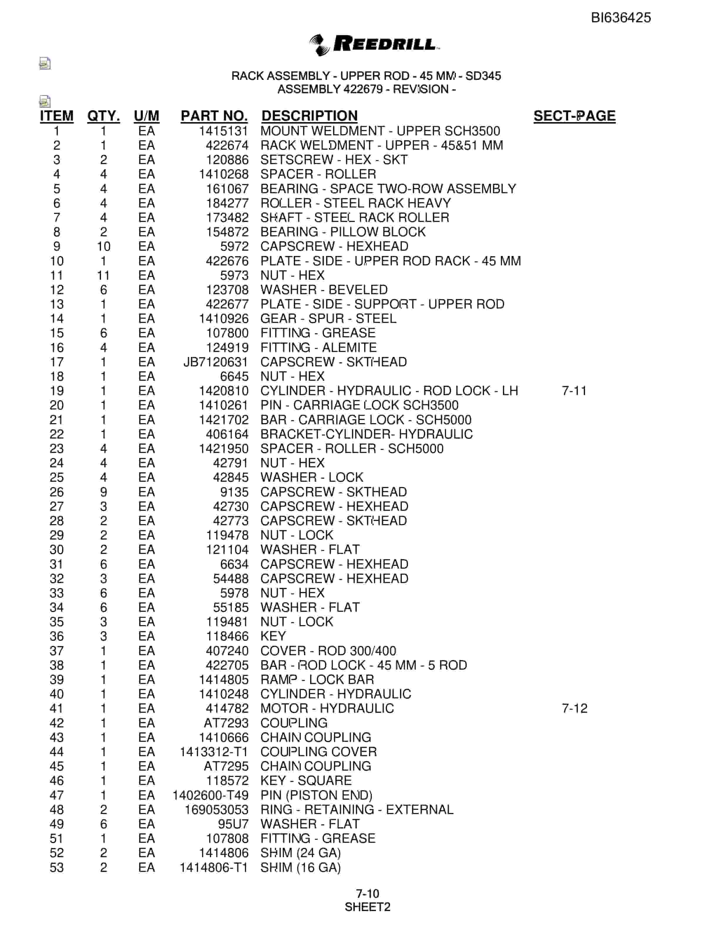Bucyrus 250 Hydra-Trac Parts Catalog BI636425-4