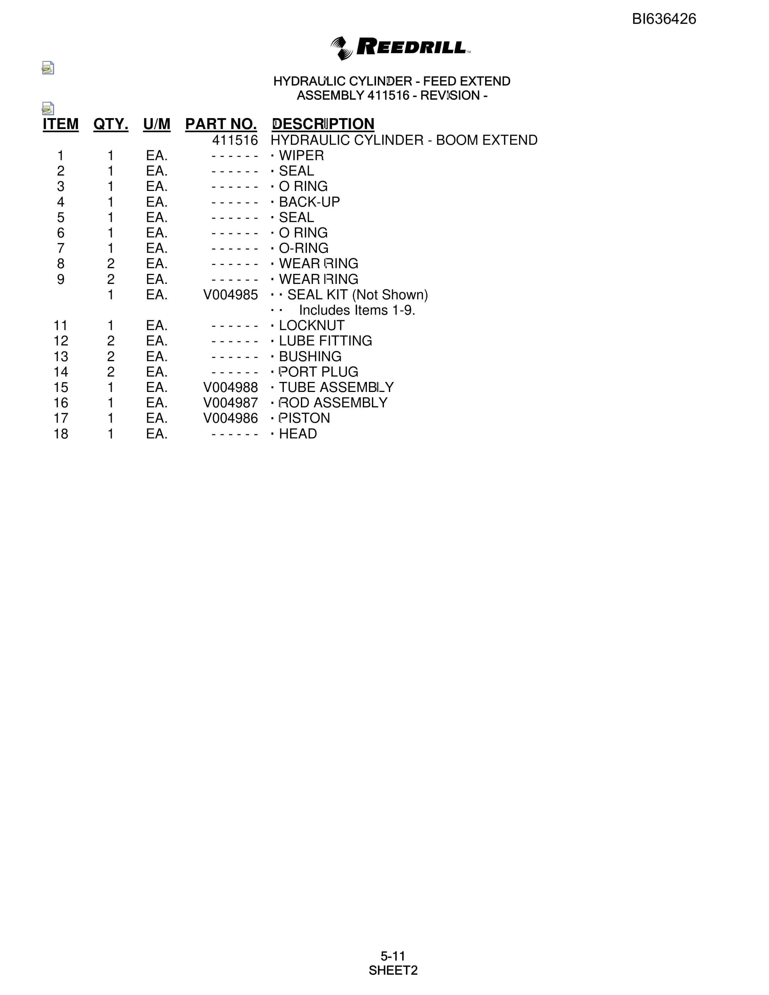 Bucyrus 250 Hydra-Trac Parts Catalog BI636426-3