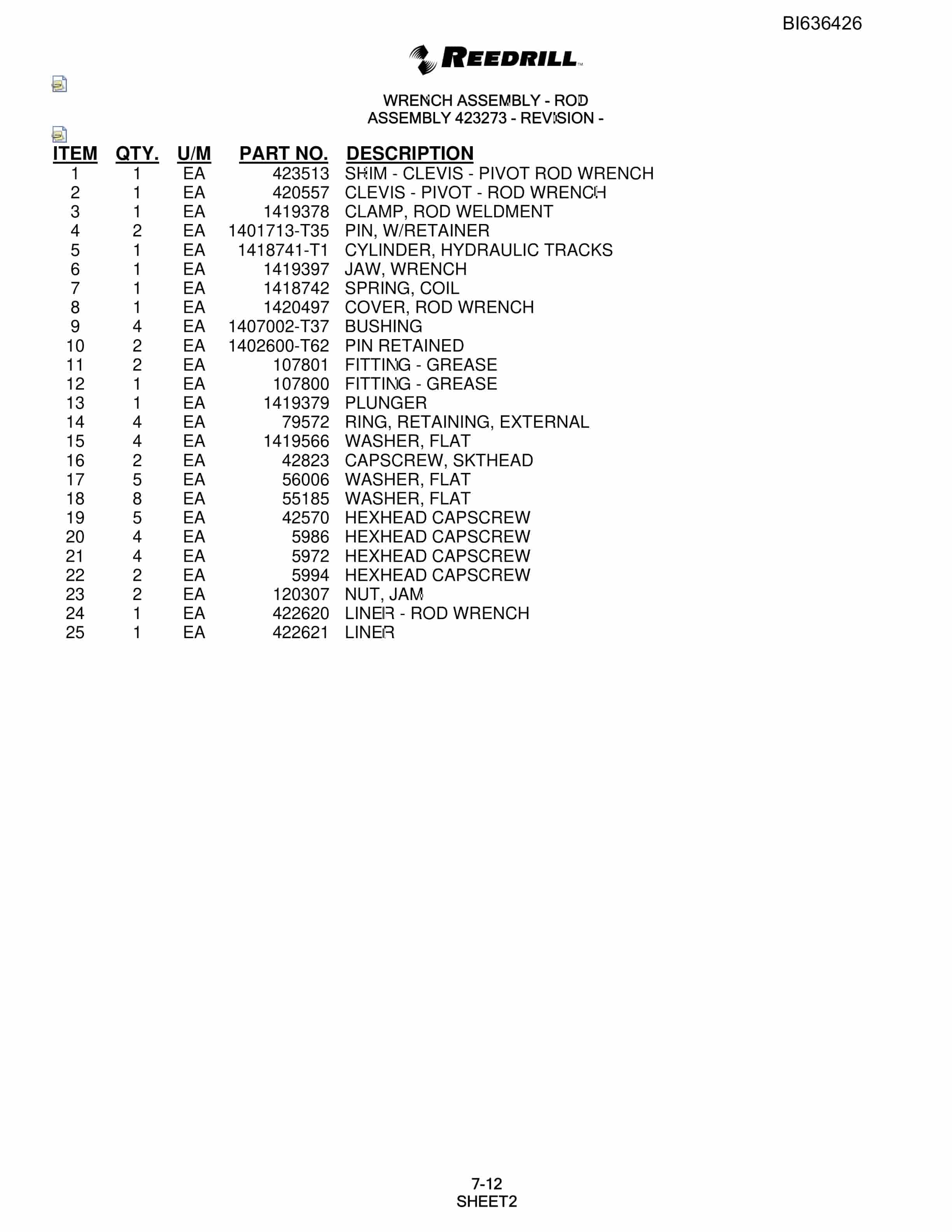 Bucyrus 250 Hydra-Trac Parts Catalog BI636426-5