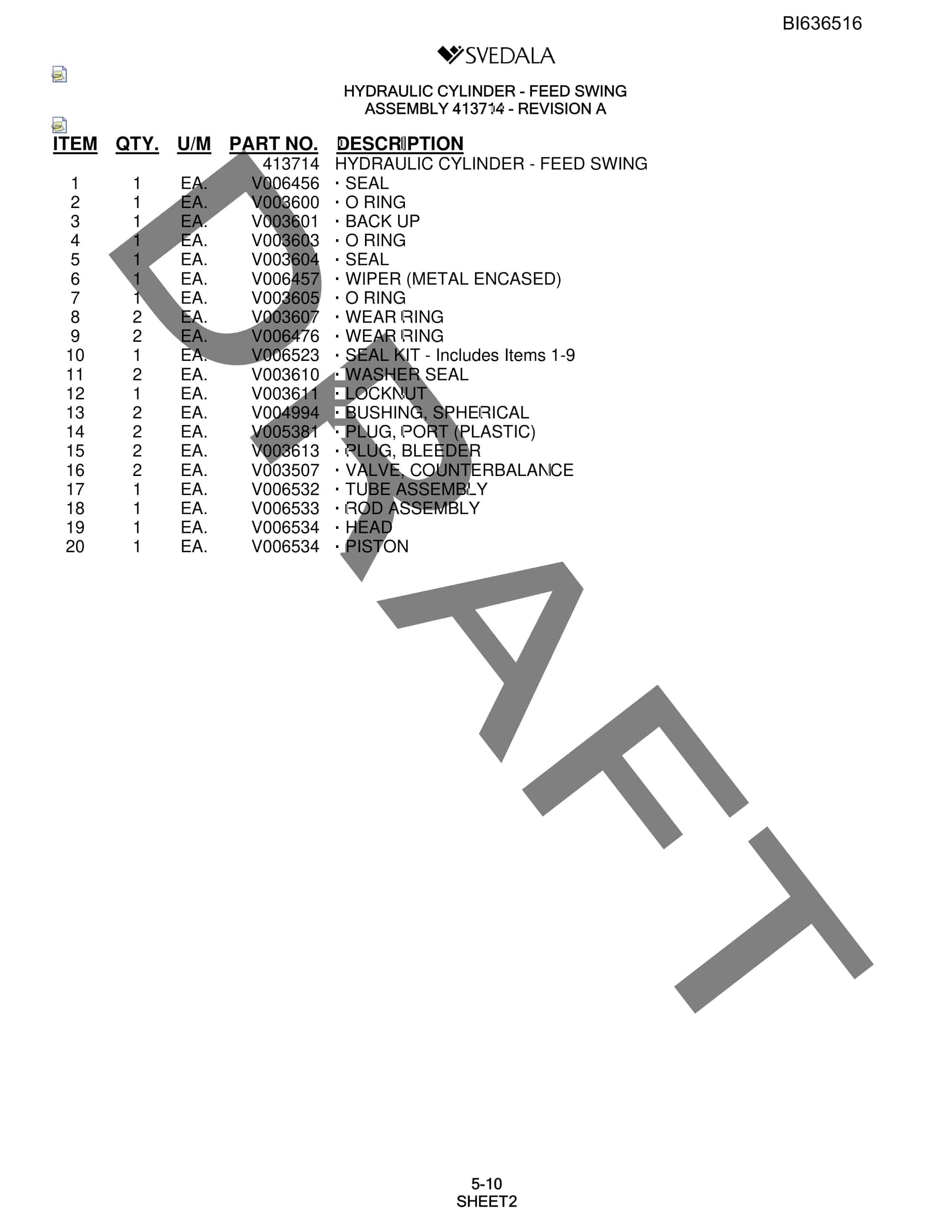 Bucyrus 250 Hydra-Trac Parts Catalog BI636516-4