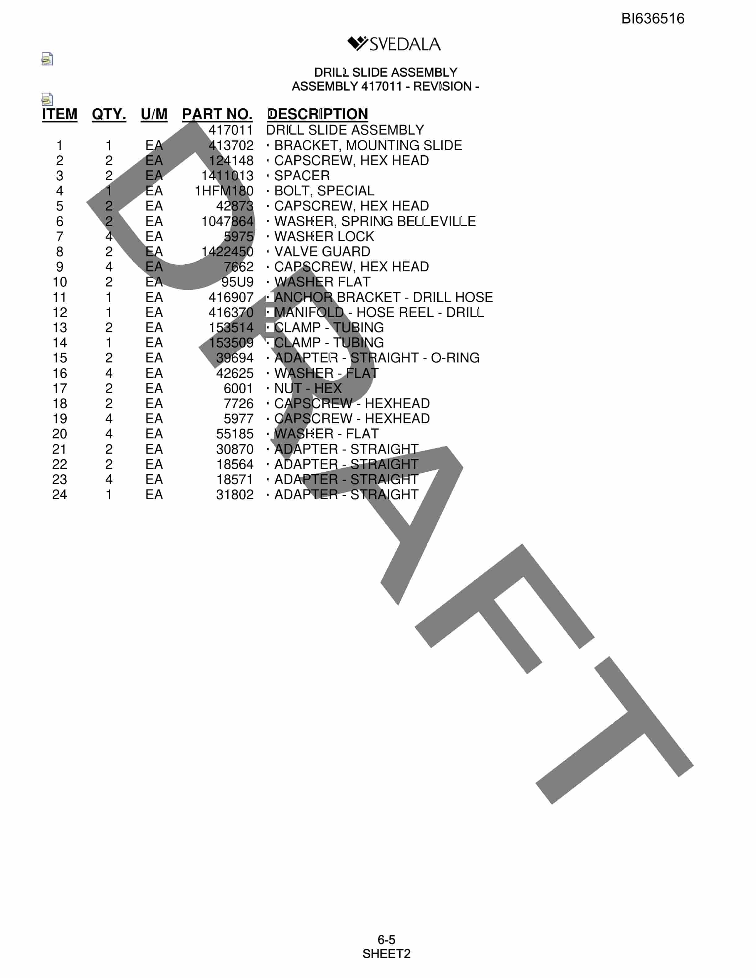 Bucyrus 250 Hydra-Trac Parts Catalog BI636516-5