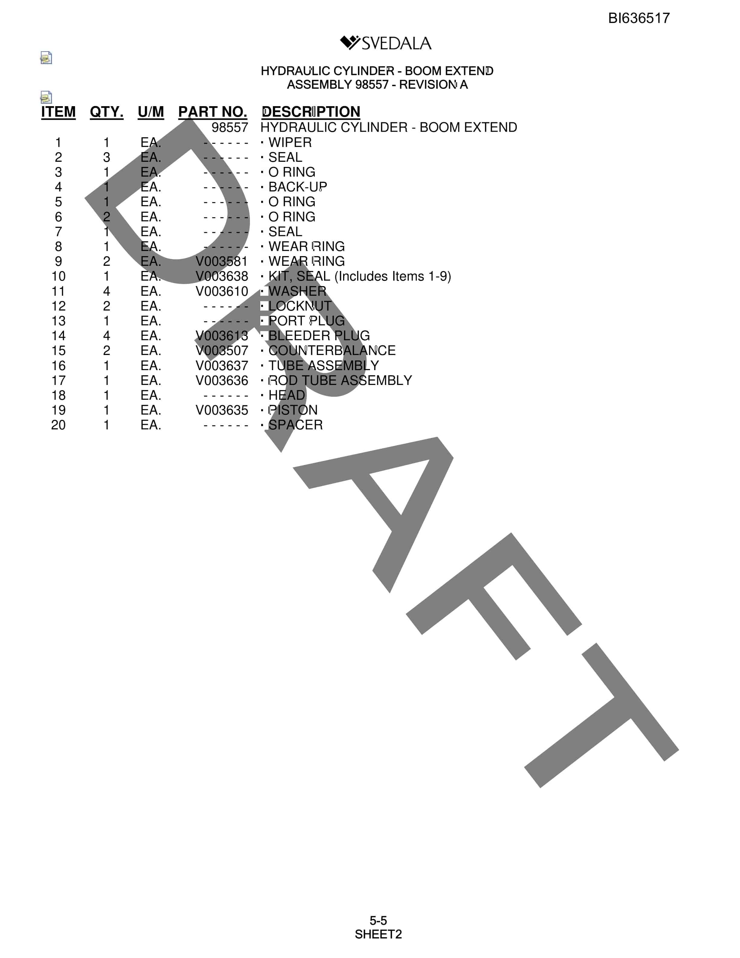 Bucyrus 250 Hydra-Trac Parts Catalog BI636517-4