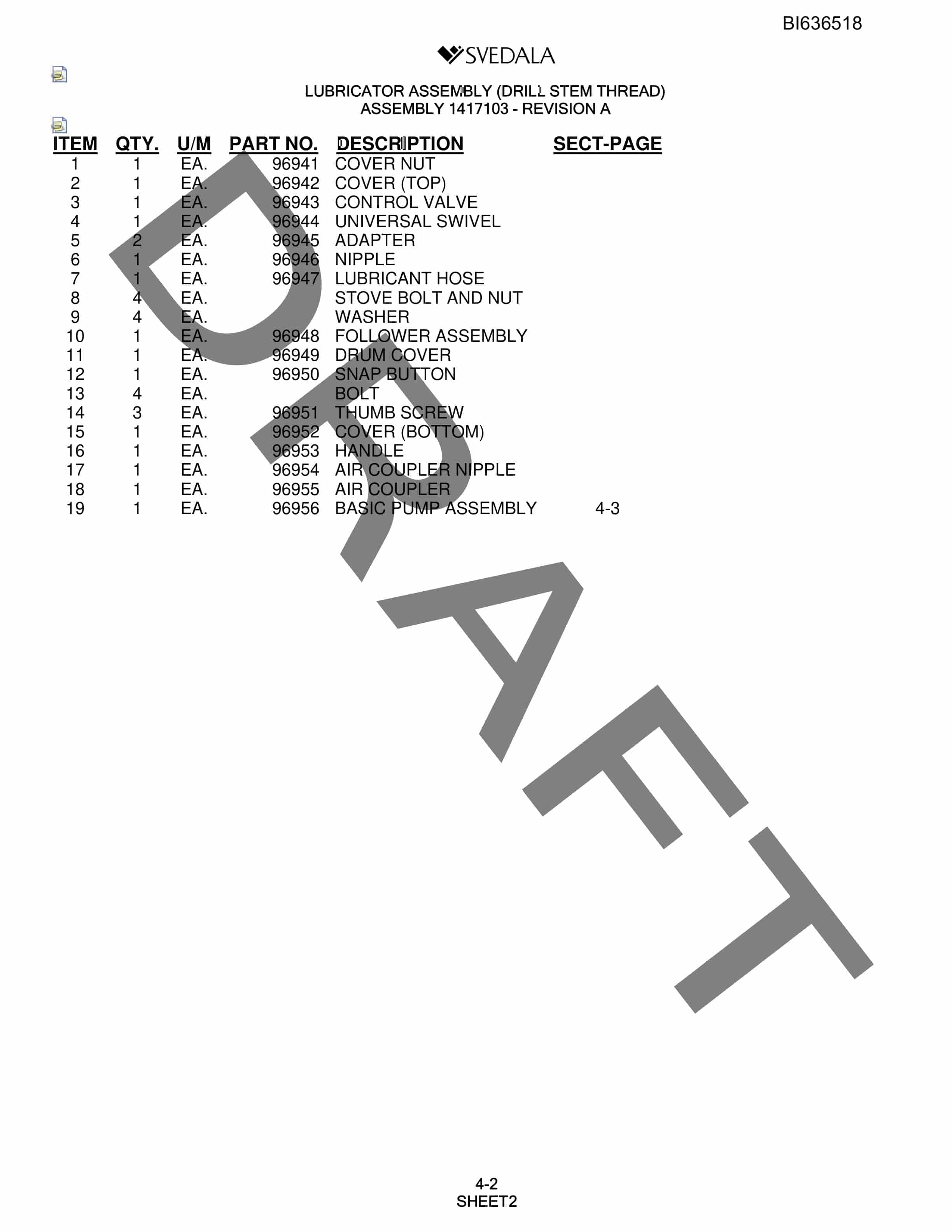 Bucyrus 250 Hydra-Trac Parts Catalog BI636518-2