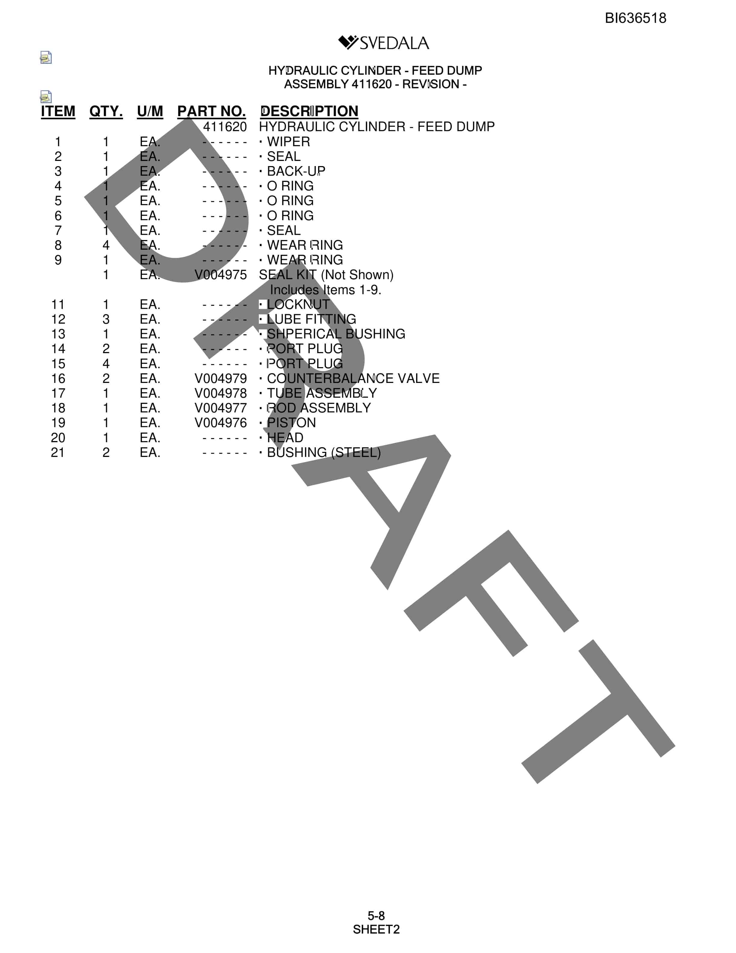 Bucyrus 250 Hydra-Trac Parts Catalog BI636518-3