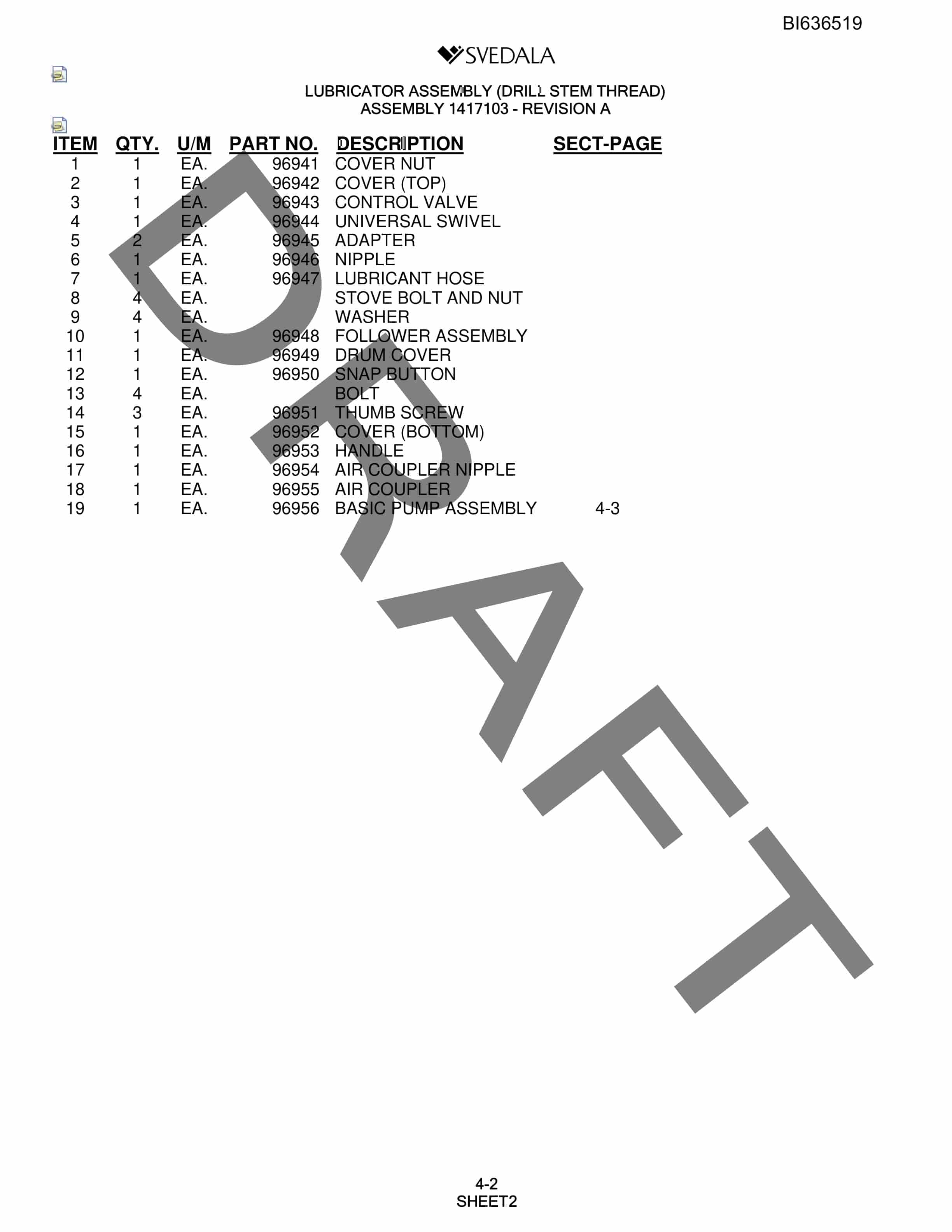Bucyrus 250 Hydra-Trac Parts Catalog BI636519-2