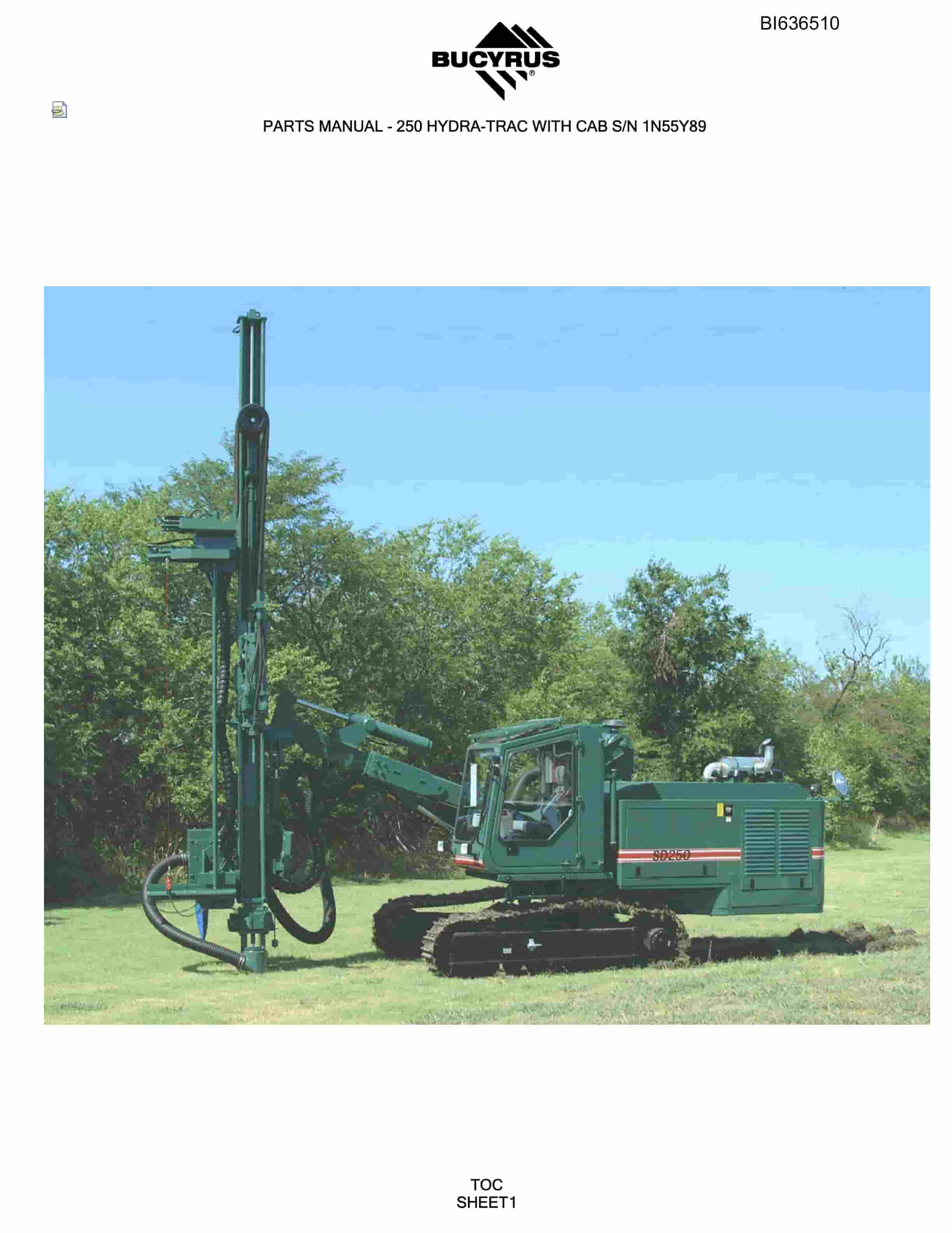 Bucyrus 250 Hydra-Trac Parts Manual BI636510