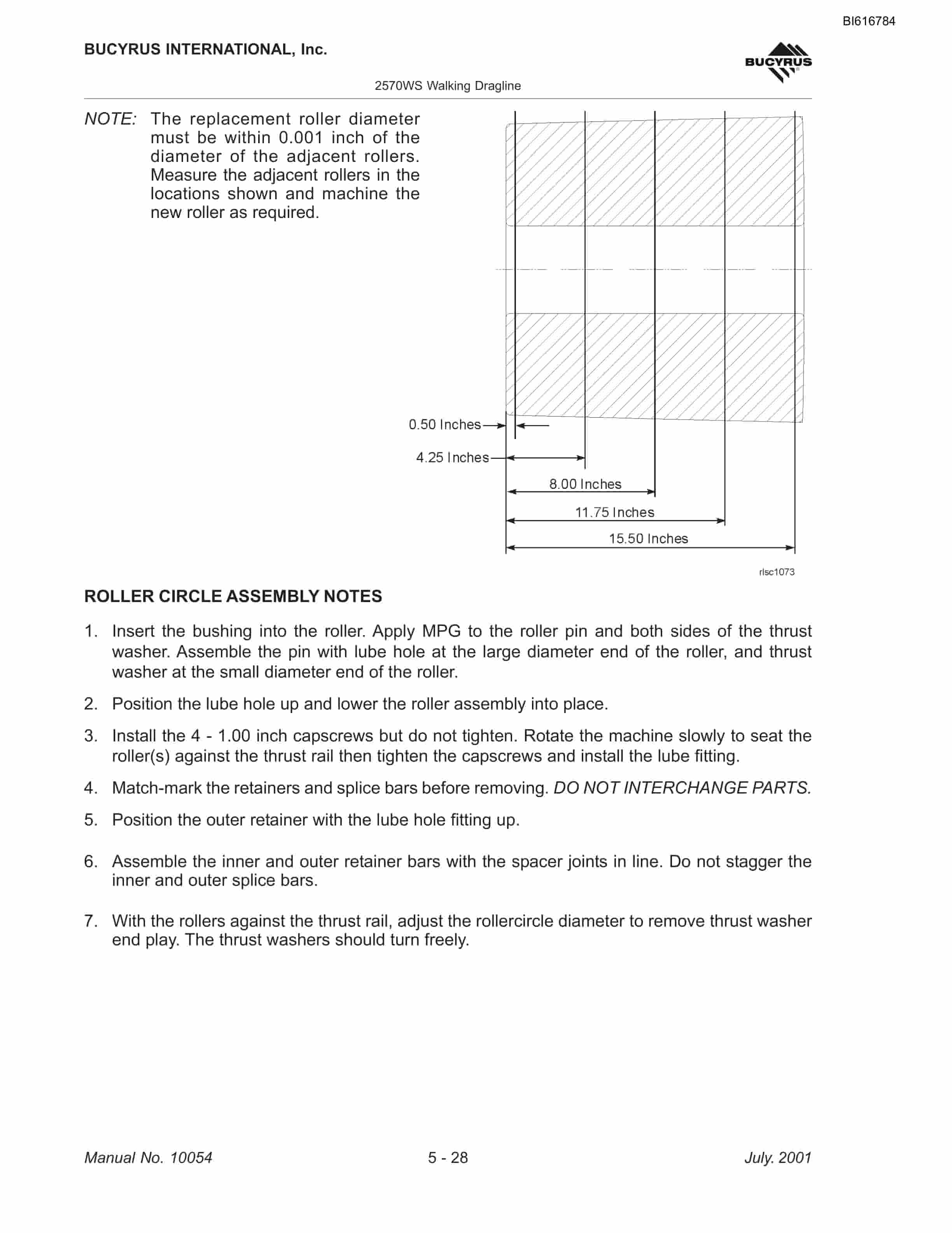 Bucyrus 2570WS Walking Dragline Technical Manual BI616784-2