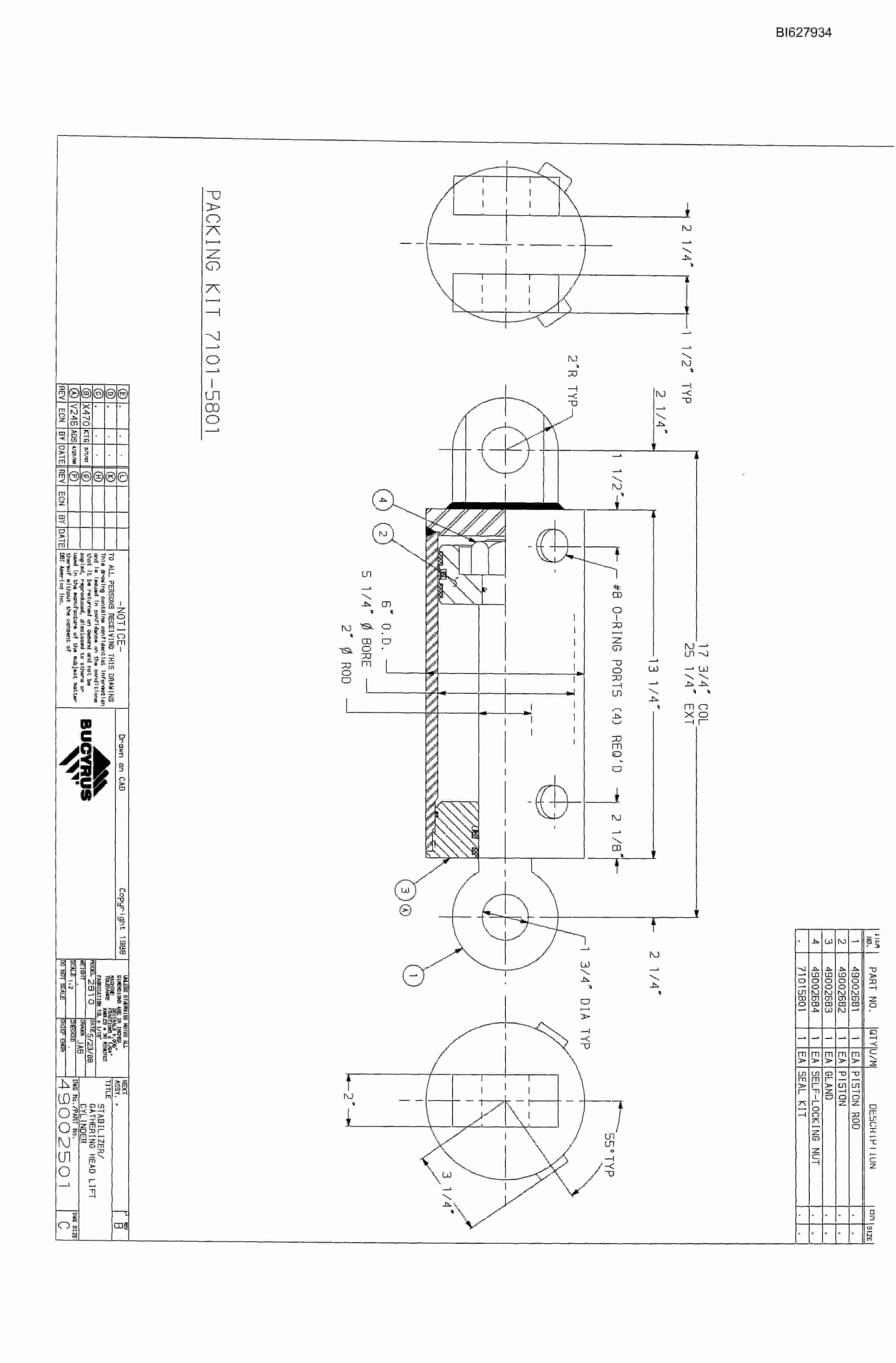 Bucyrus 25M2 Drum Miner Parts Catalog BI627934-2