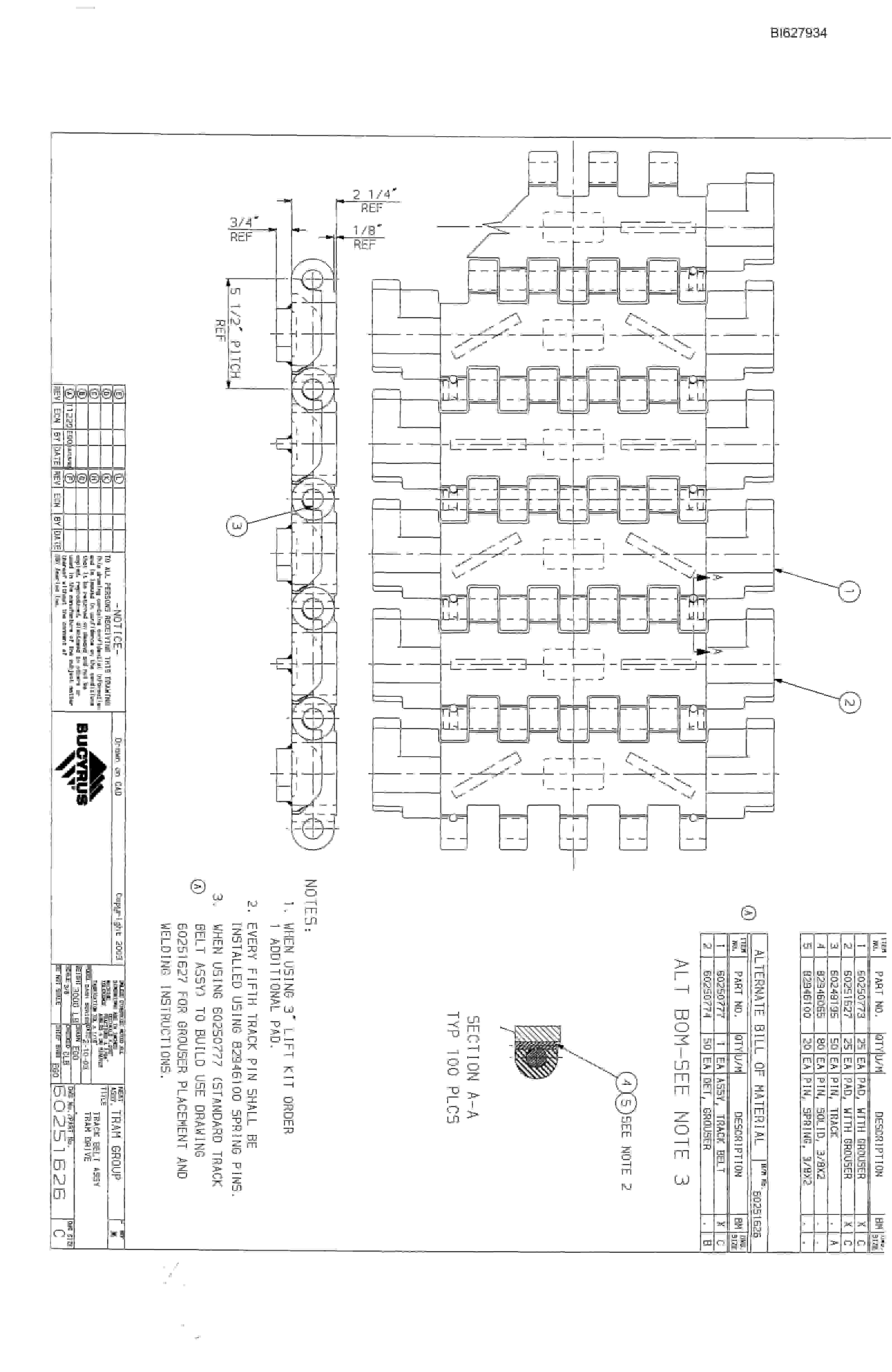 Bucyrus 25M2 Drum Miner Parts Catalog BI627934-3