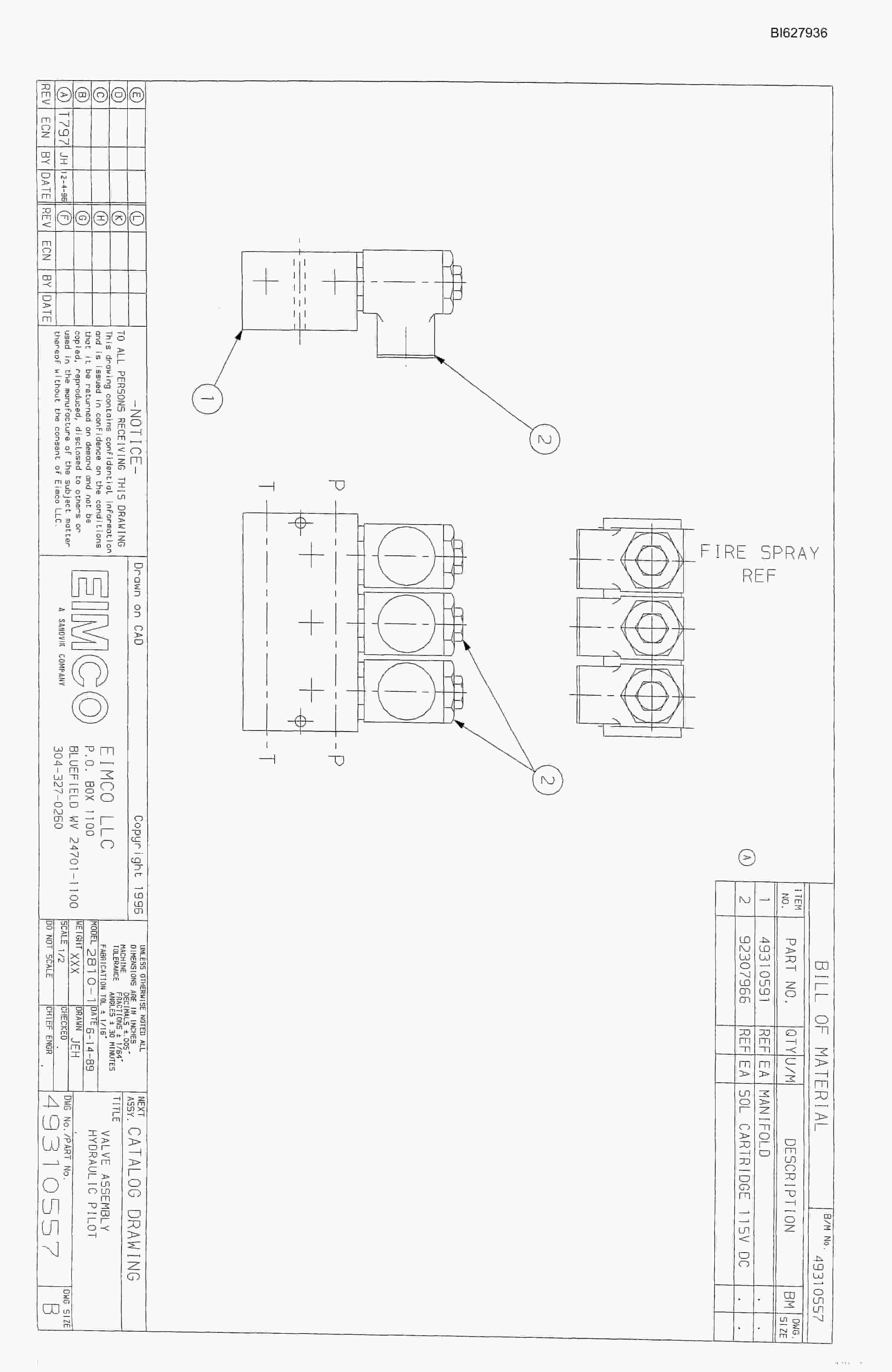 Bucyrus 25M2 Drum Miner Parts Catalog BI627936-2