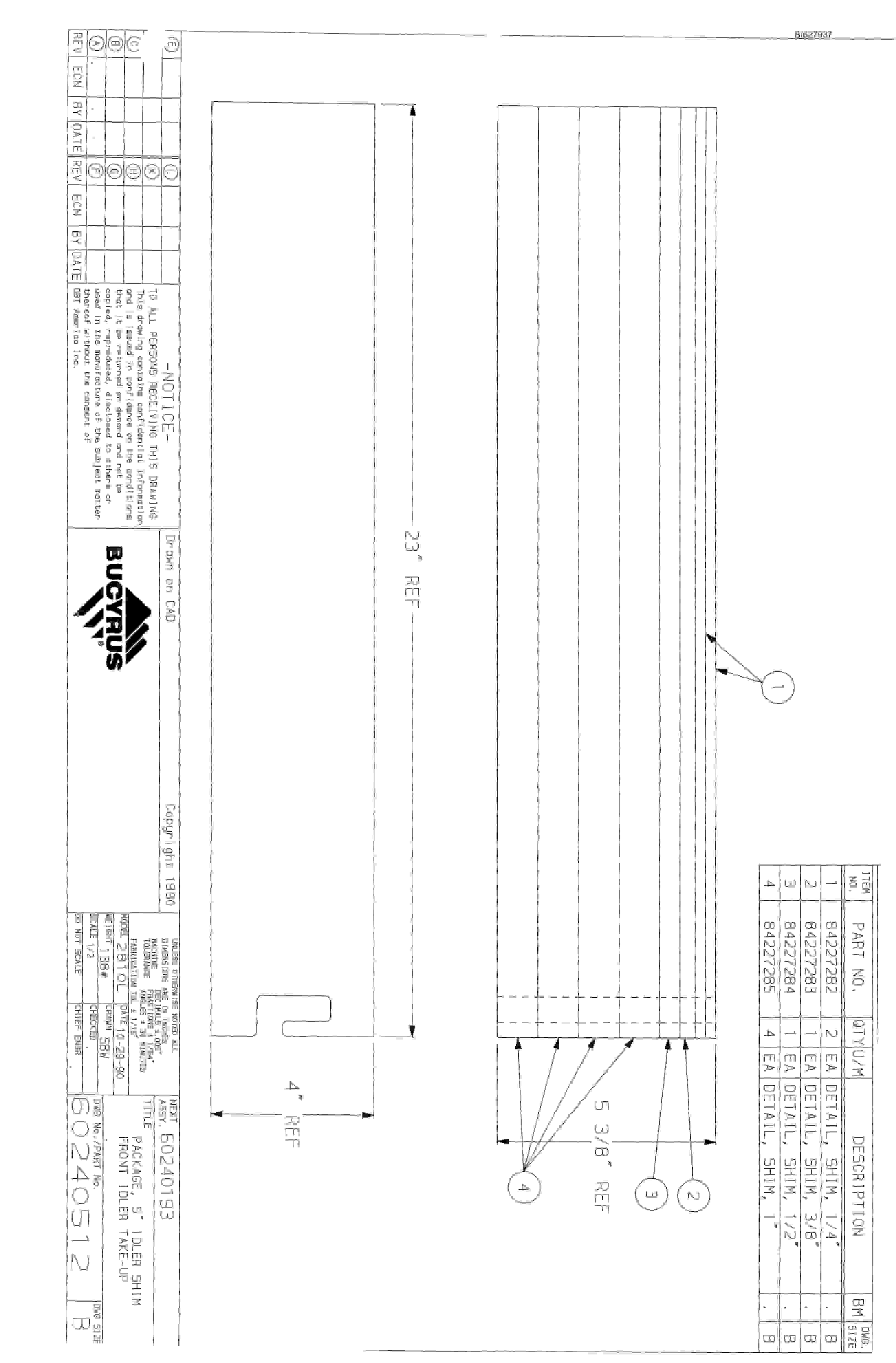 Bucyrus 25M2 Drum Miner Parts Catalog BI627937-3