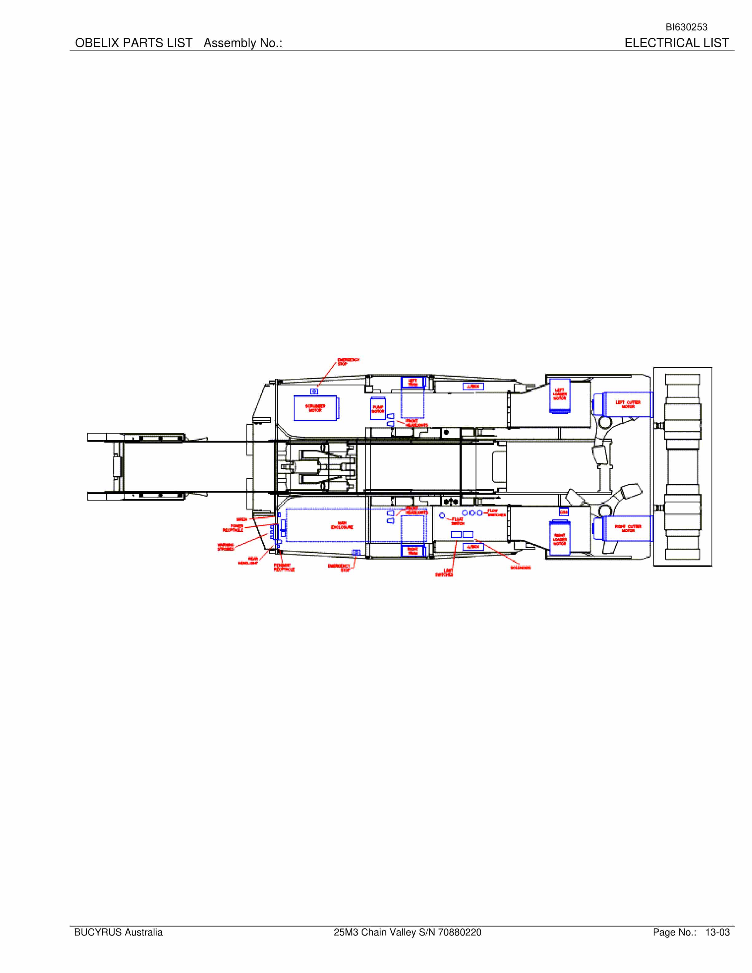Bucyrus 25M3 Miner Parts Manual BI630253-5