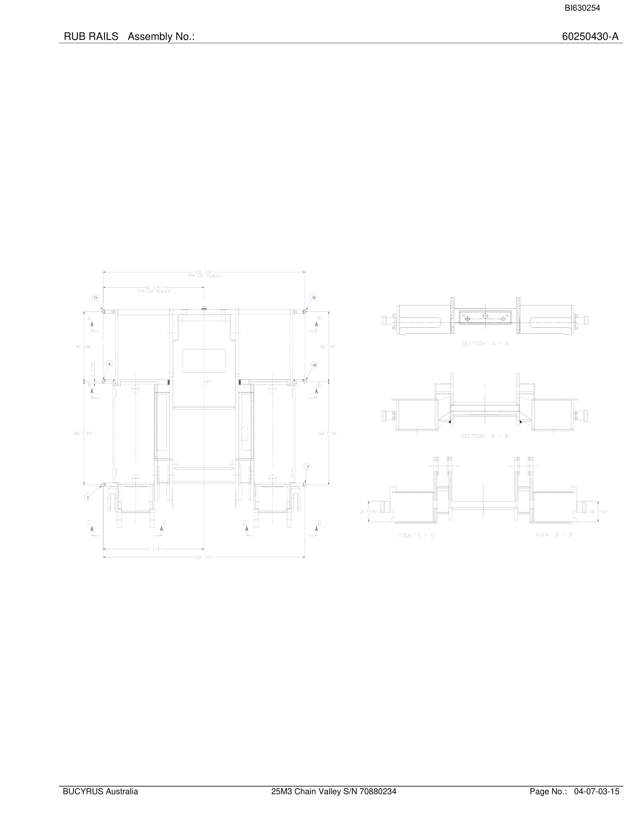 Bucyrus 25M3 Miner Parts Manual BI630254-2