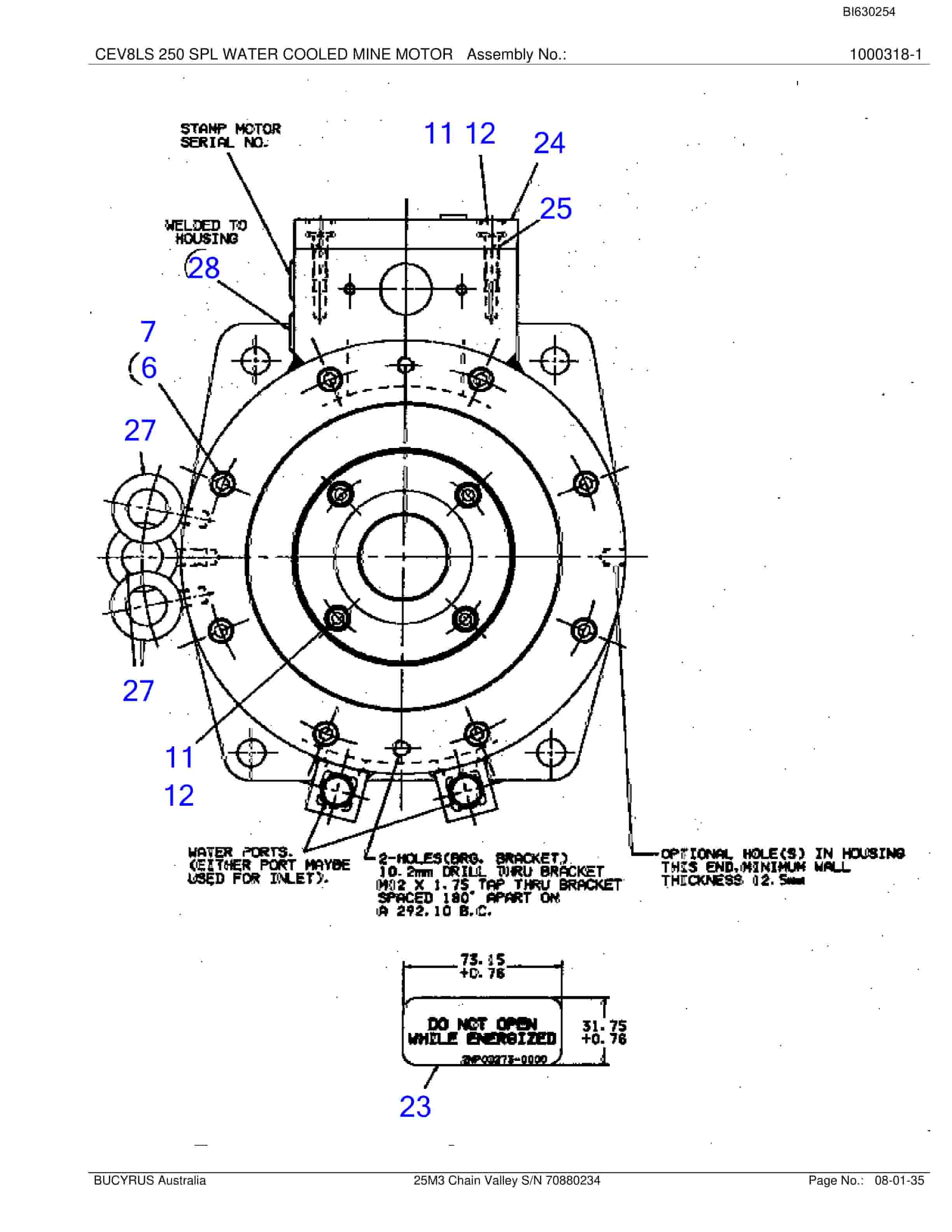 Bucyrus 25M3 Miner Parts Manual BI630254-5