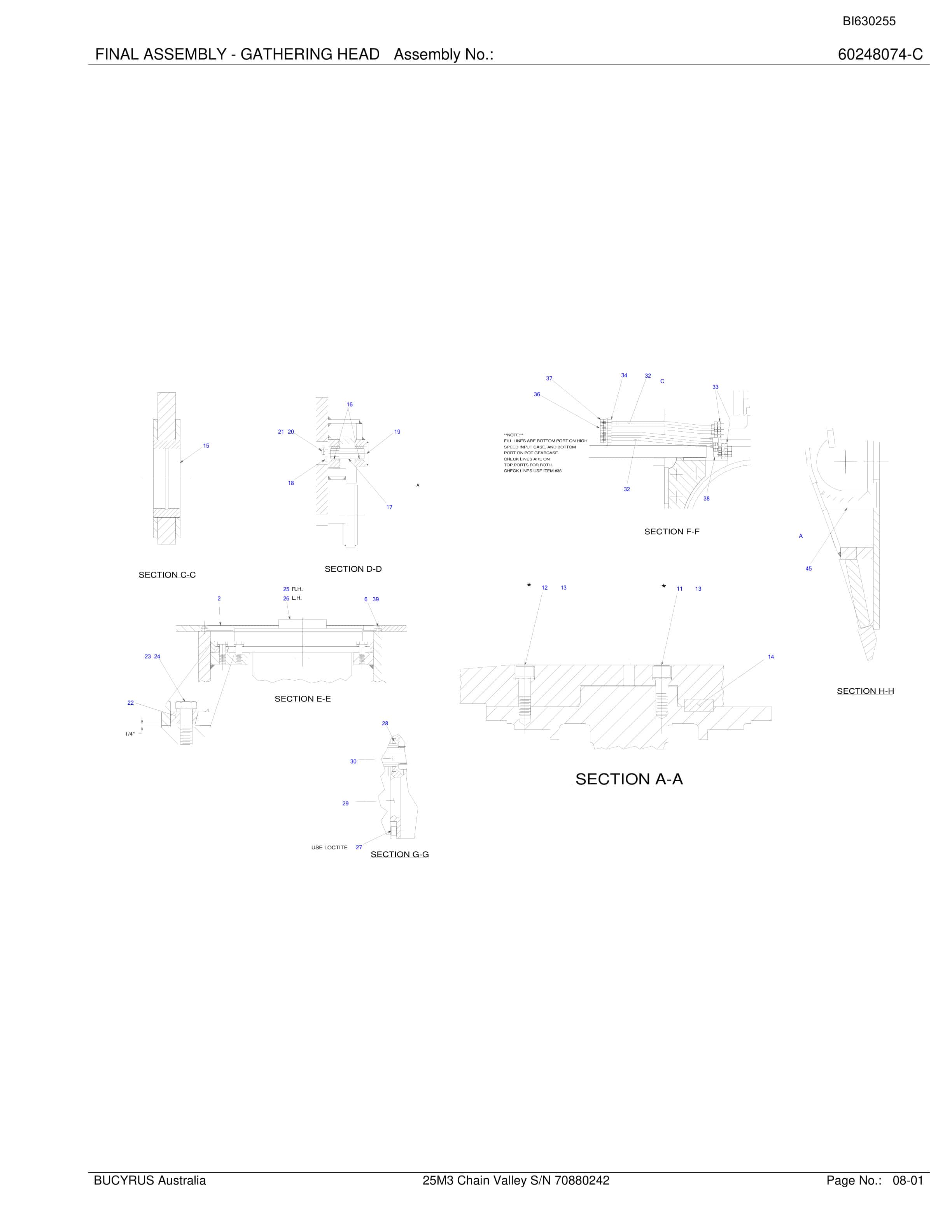 Bucyrus 25M3 Miner Parts Manual BI630255-2