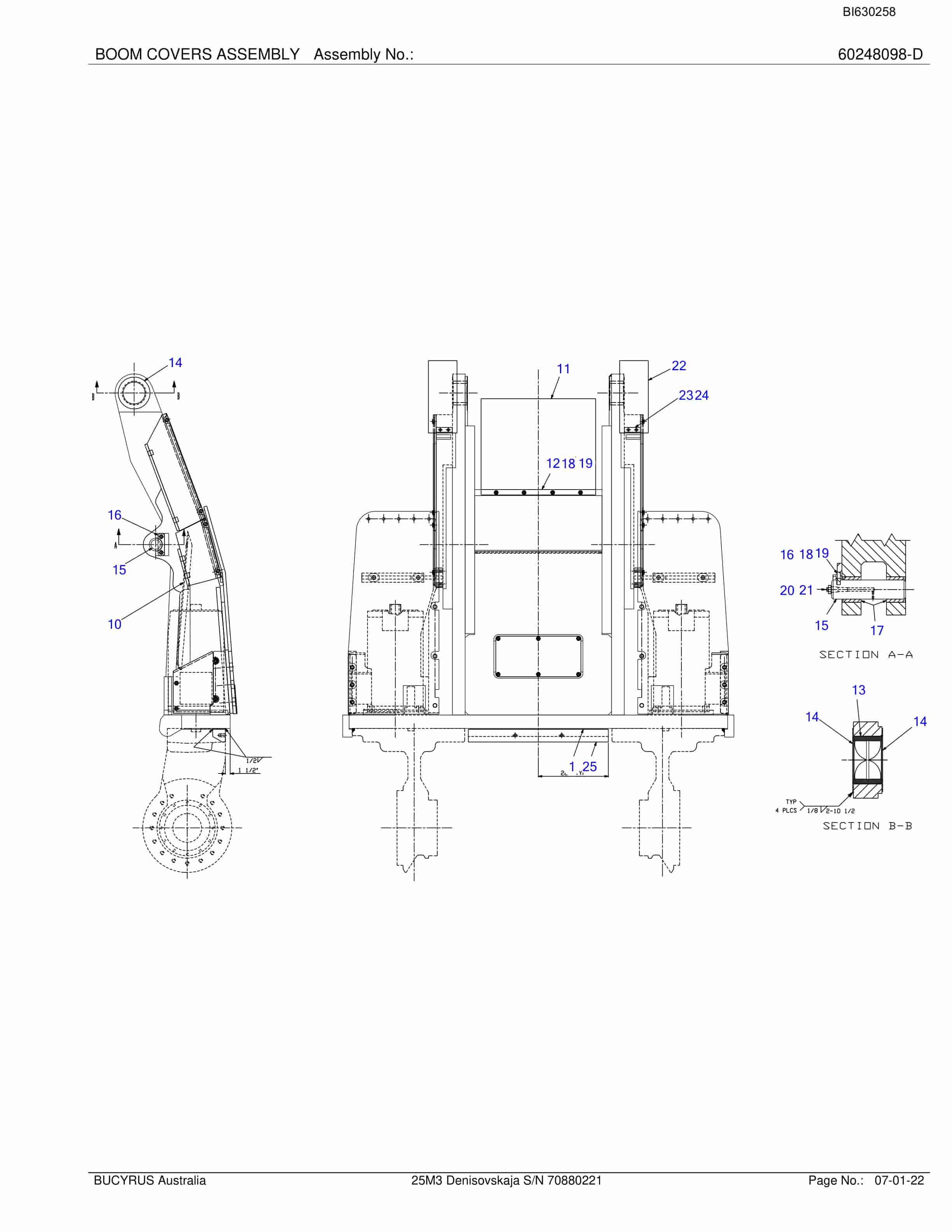 Bucyrus 25M3 Miner Parts Manual BI630258-2