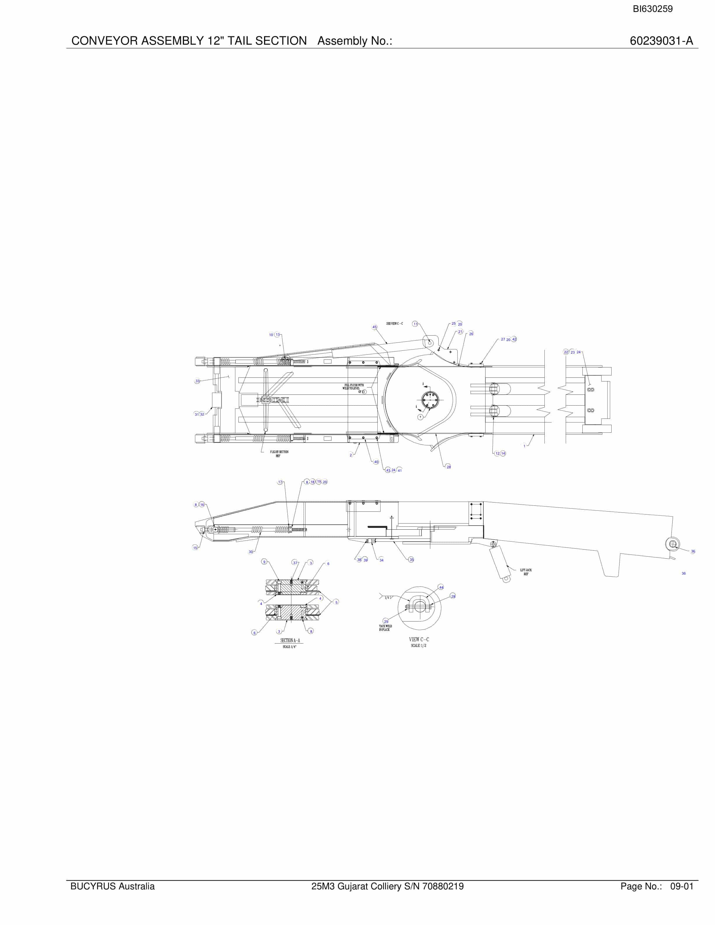 Bucyrus 25M3 Miner Parts Manual BI630259-3