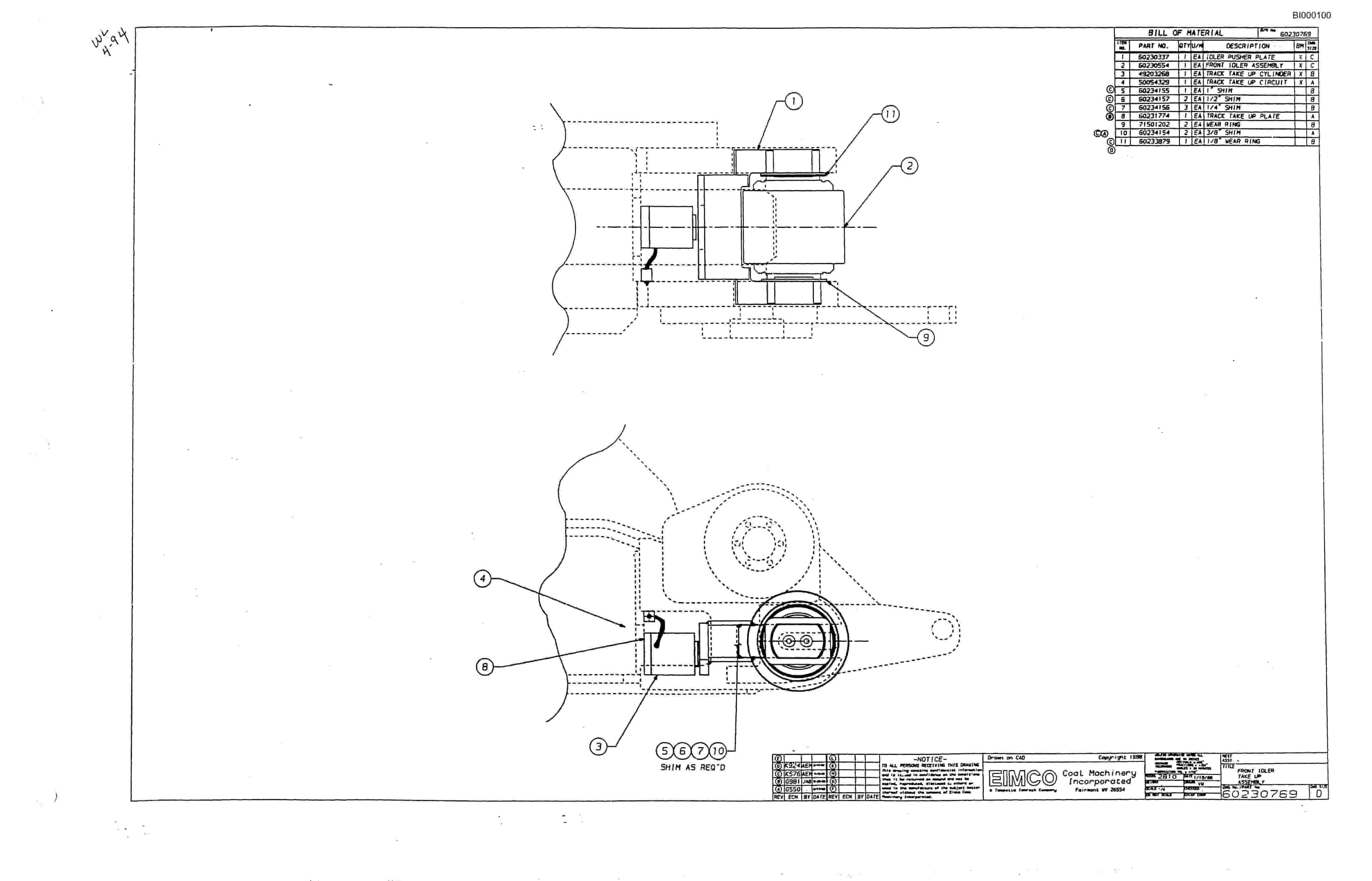 Bucyrus 2810-1 Miner Parts Catalog BI000100-3