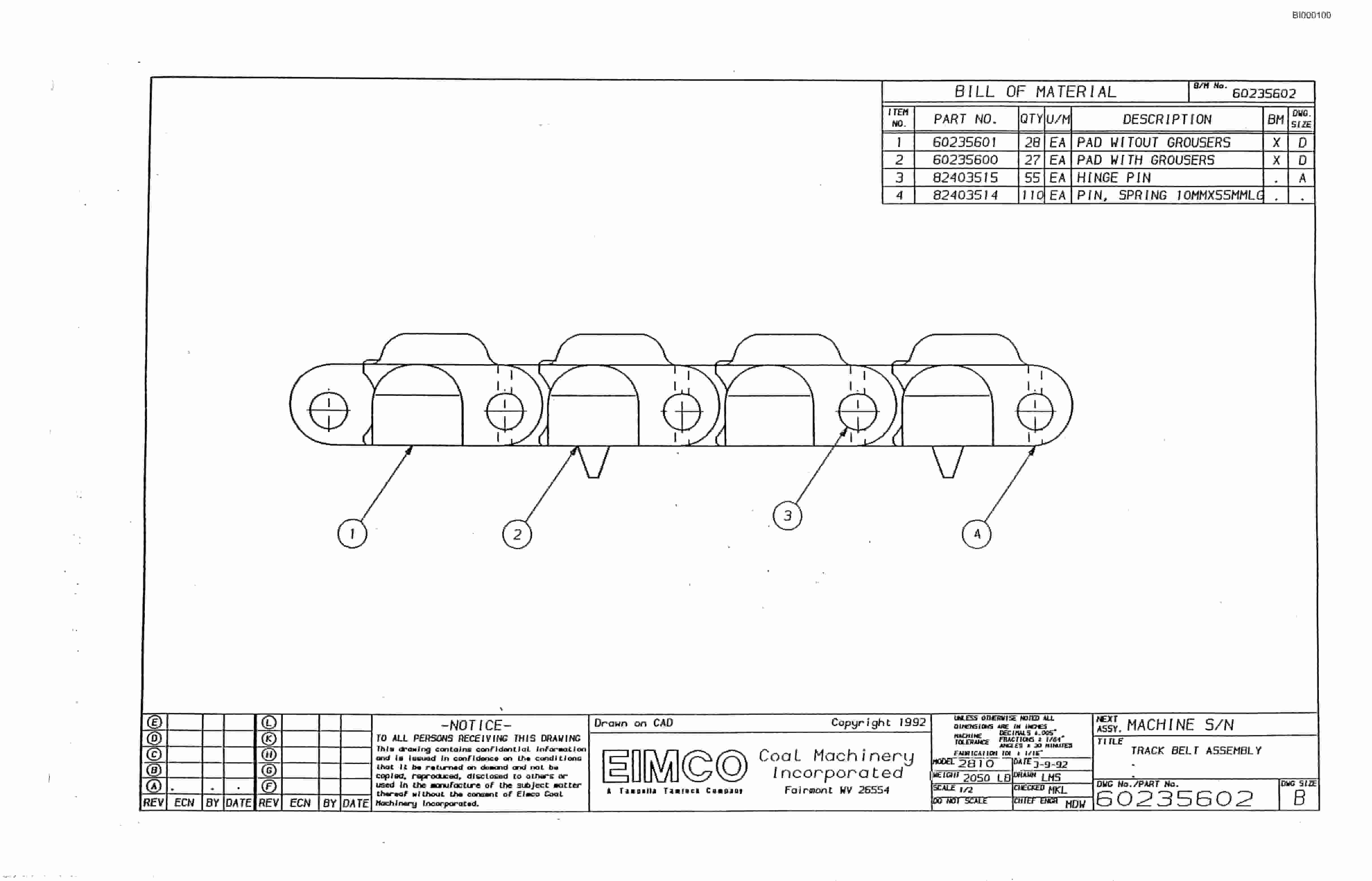 Bucyrus 2810-1 Miner Parts Catalog BI000100-4