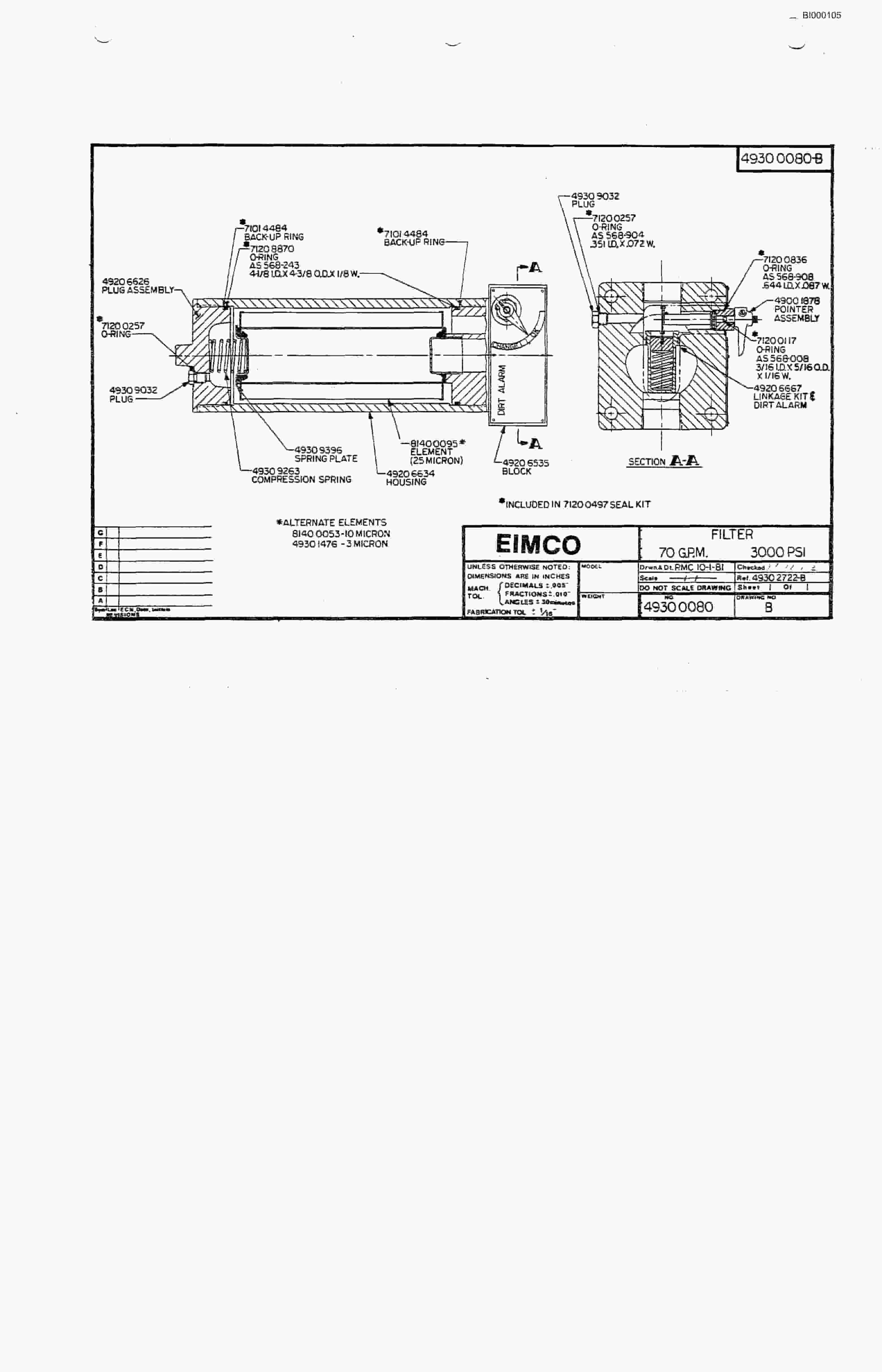 Bucyrus 2810-1 Miner Parts Catalog BI000105-2