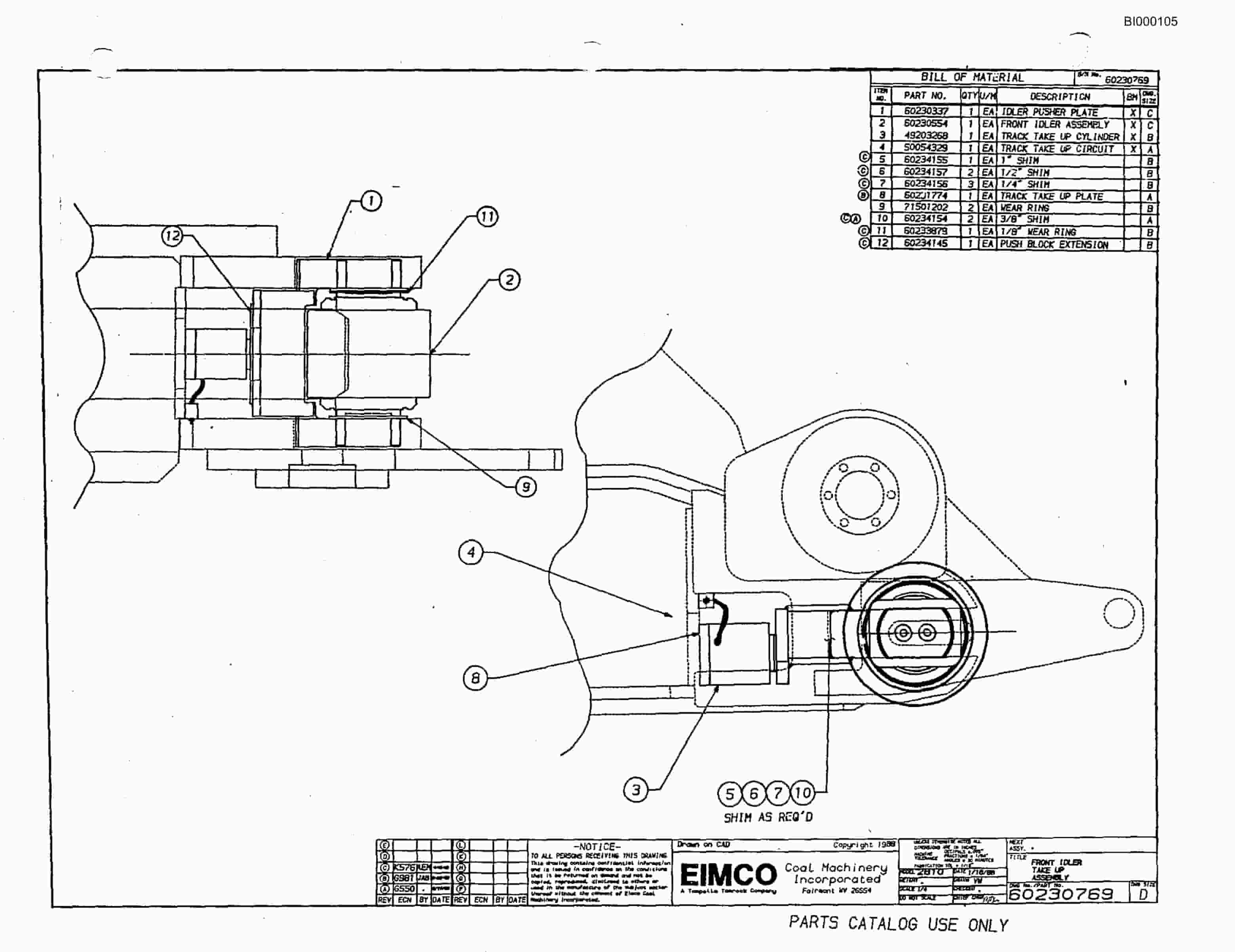 Bucyrus 2810-1 Miner Parts Catalog BI000105-3