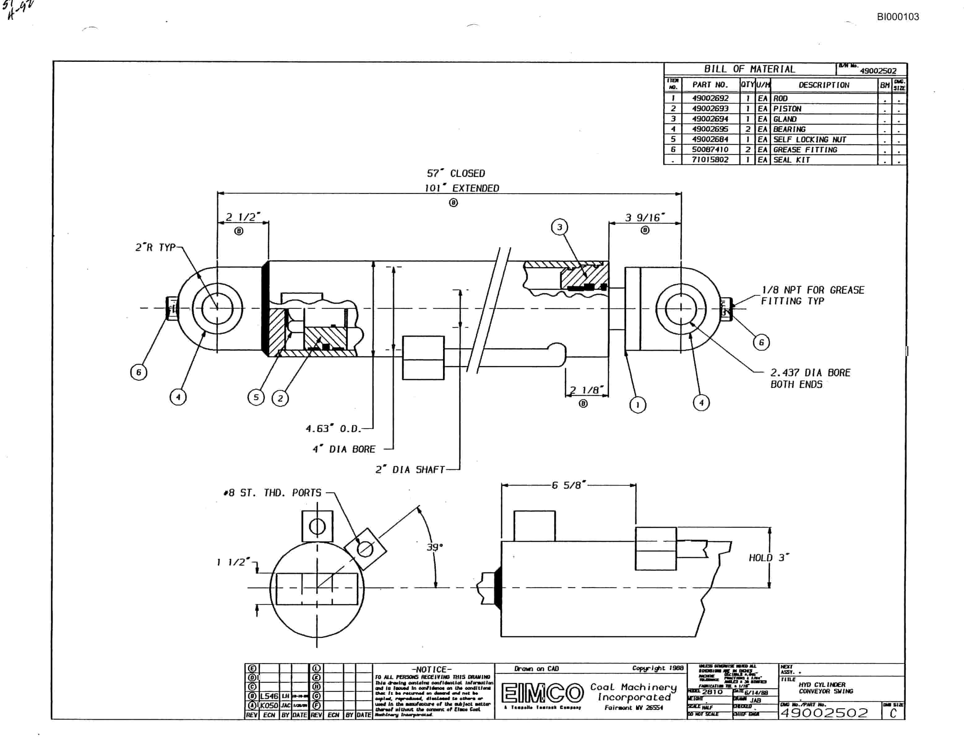 Bucyrus 2810-2 Miner Parts Catalog BI000103-3