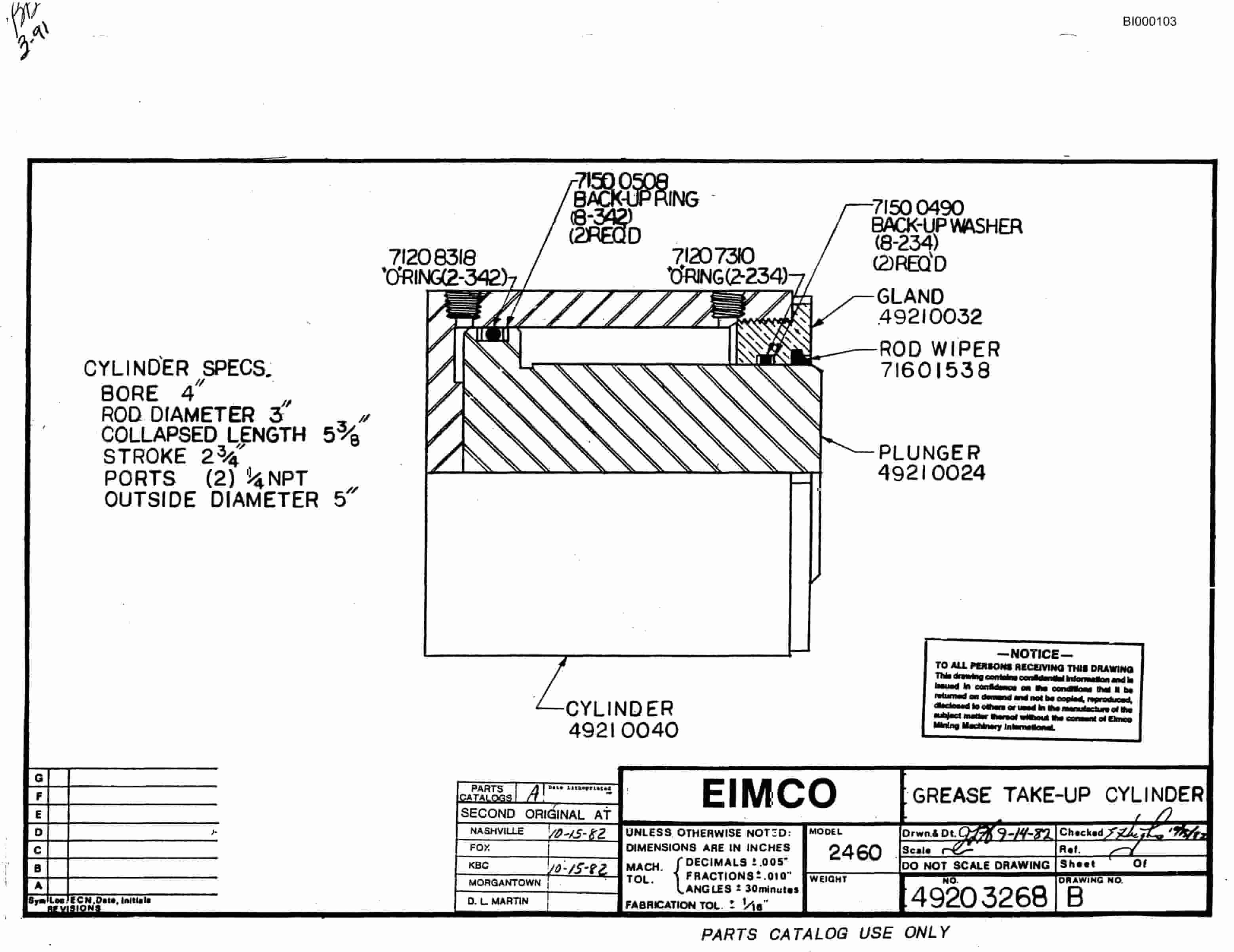 Bucyrus 2810-2 Miner Parts Catalog BI000103-4