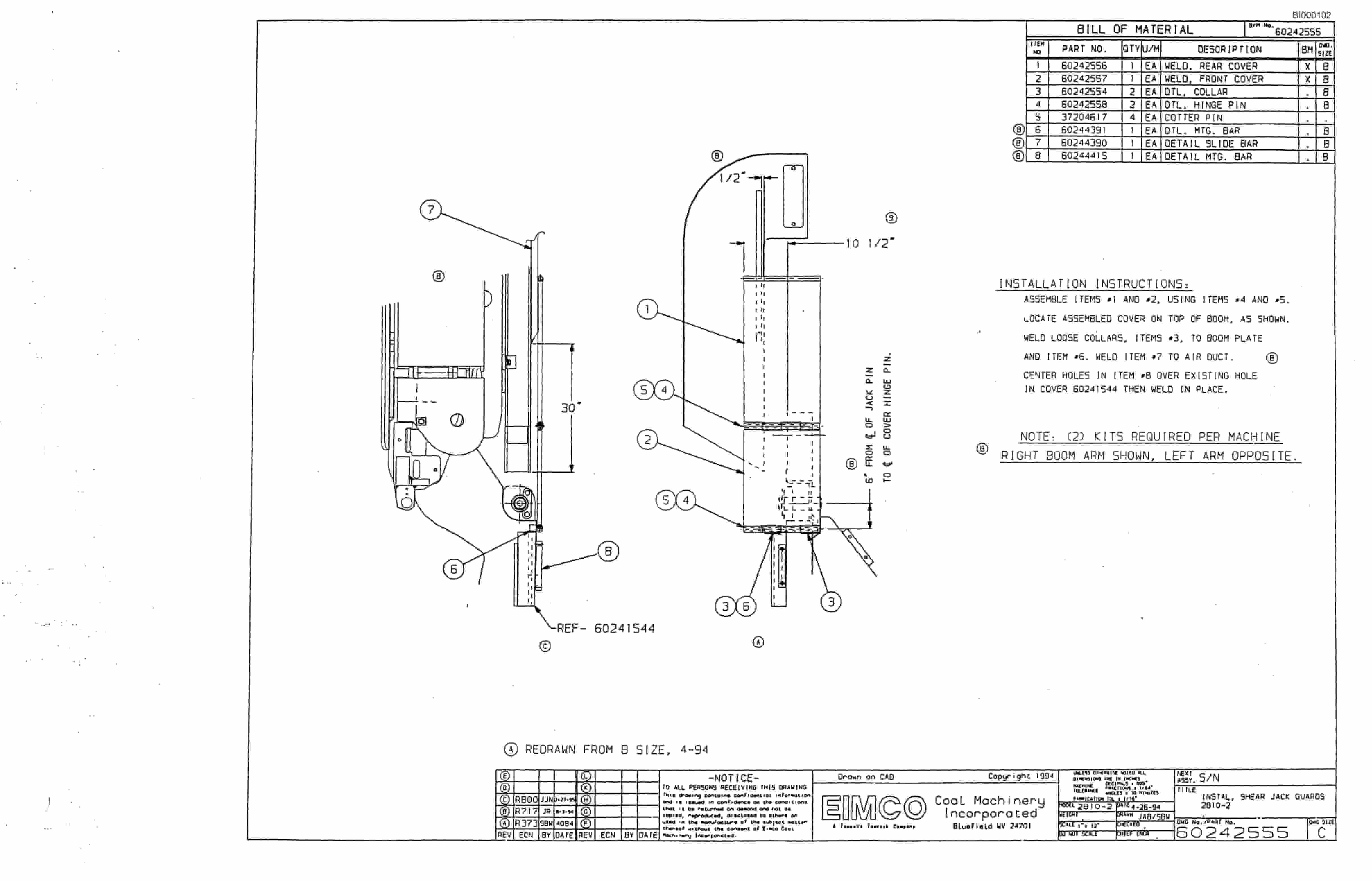 Bucyrus 2810-2P Miner Parts Catalog BI000102-5
