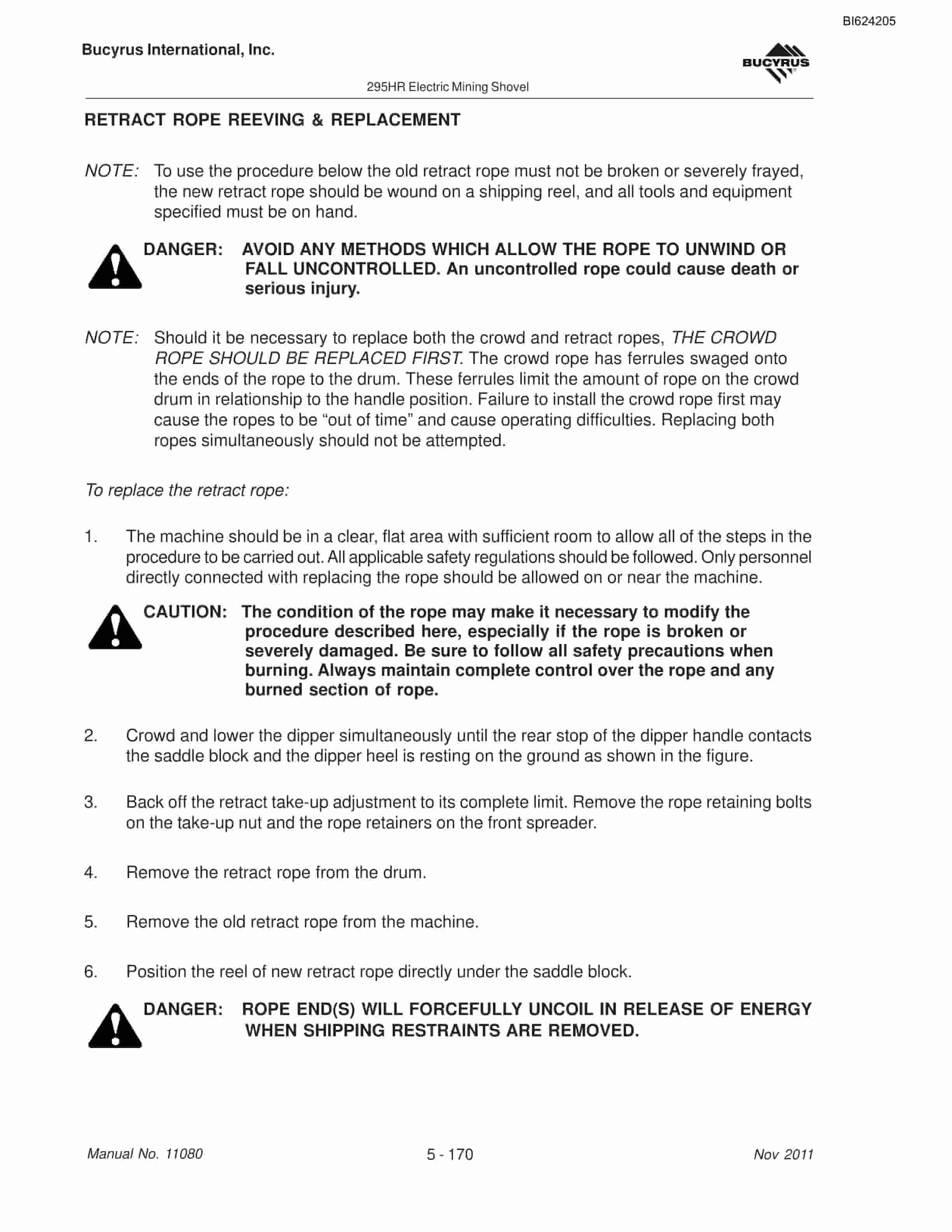Bucyrus 295HR Mining Shovel Maintenance And Operation Manual BI624205-4
