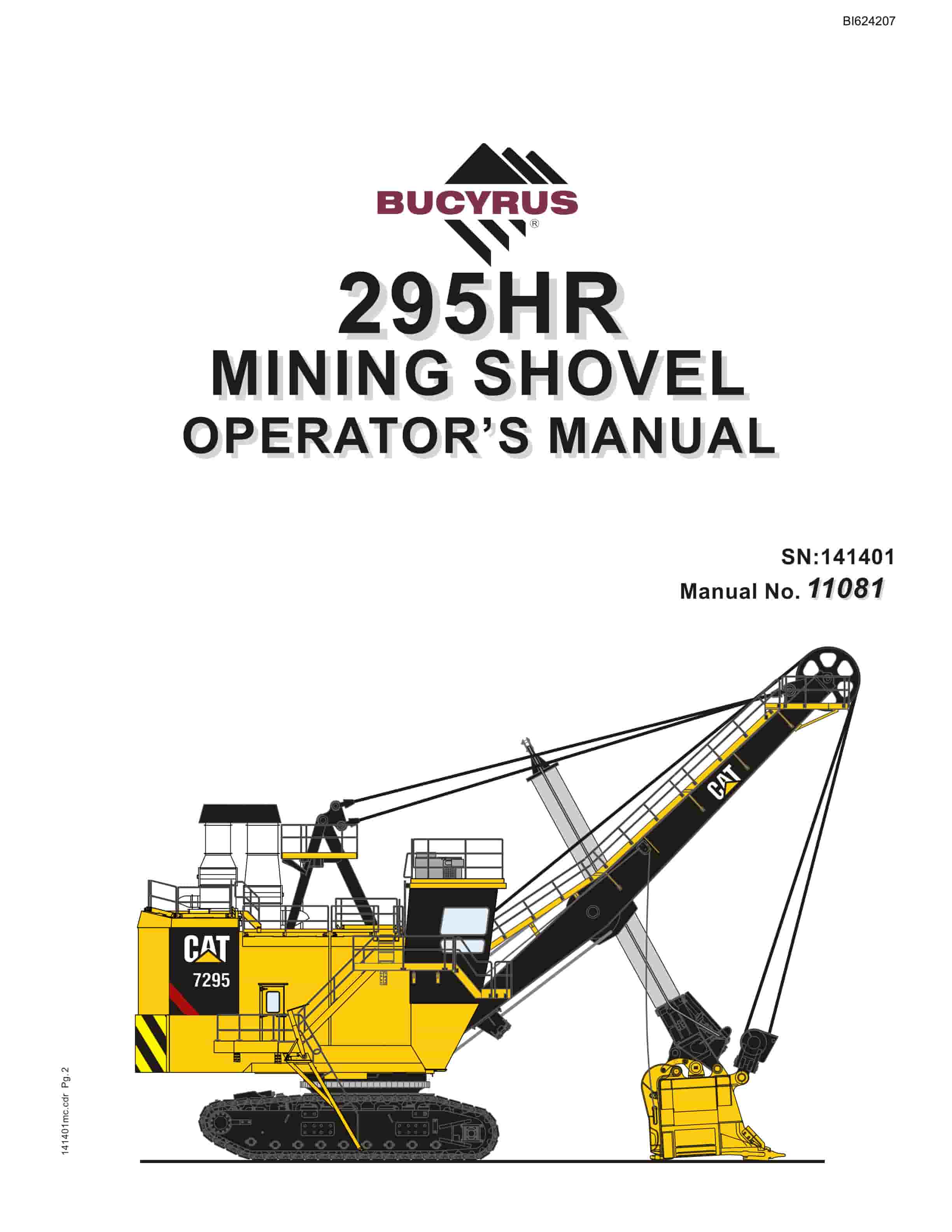 Bucyrus 295HR Mining Shovel Operators Manual BI624207