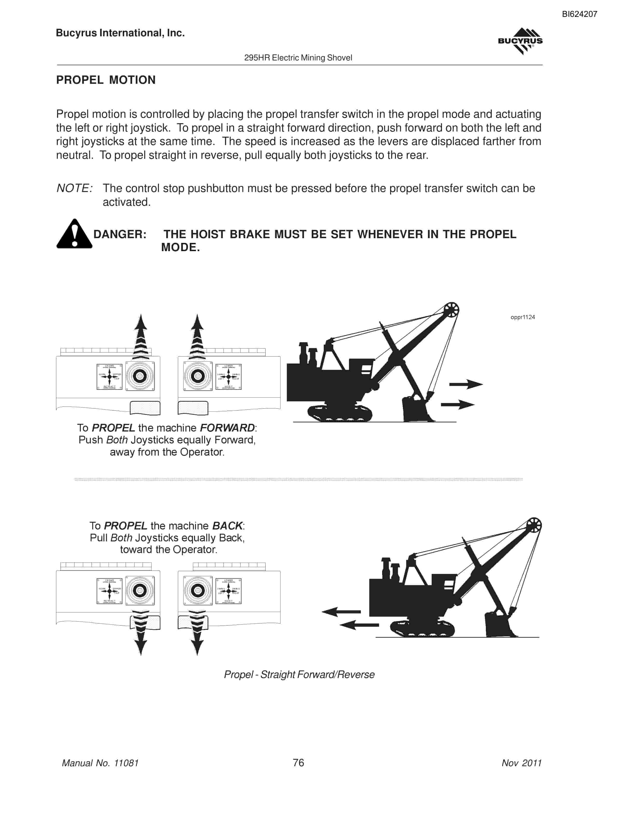 Bucyrus 295HR Mining Shovel Operators Manual BI624207-4