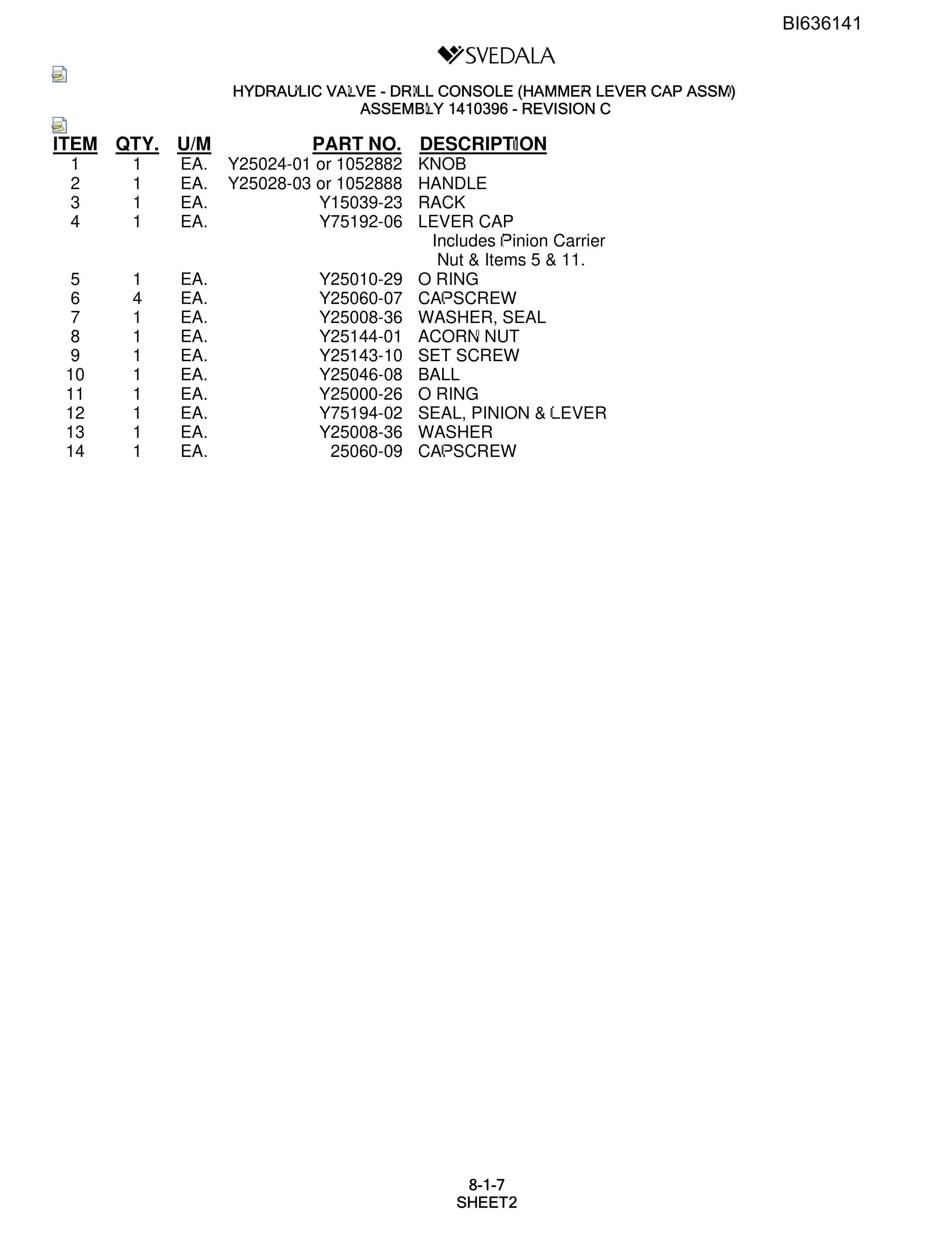 Bucyrus 300 Hydra-Trac Parts Catalog BI636141-4