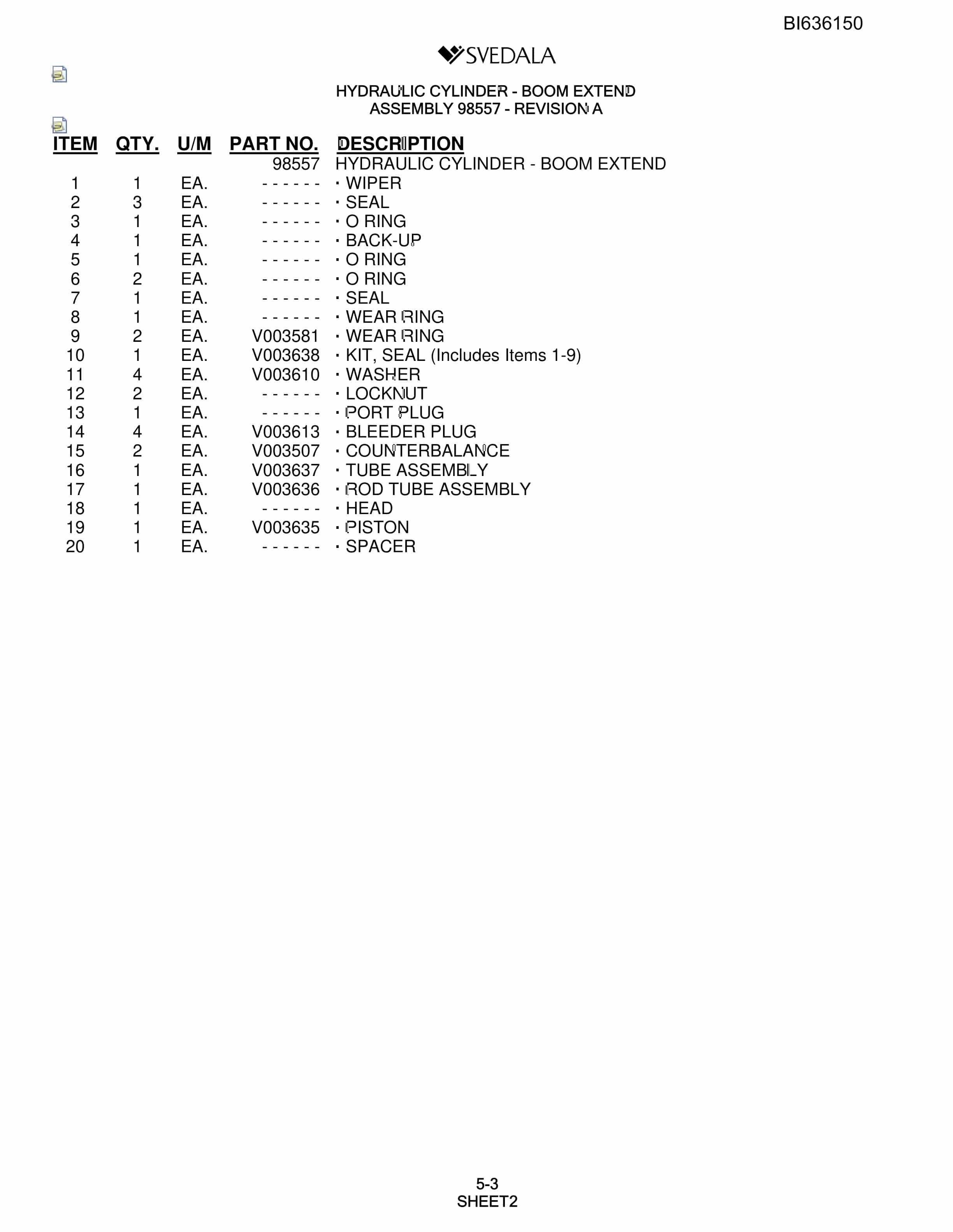 Bucyrus 300 Hydra-Trac Parts Catalog BI636150-2