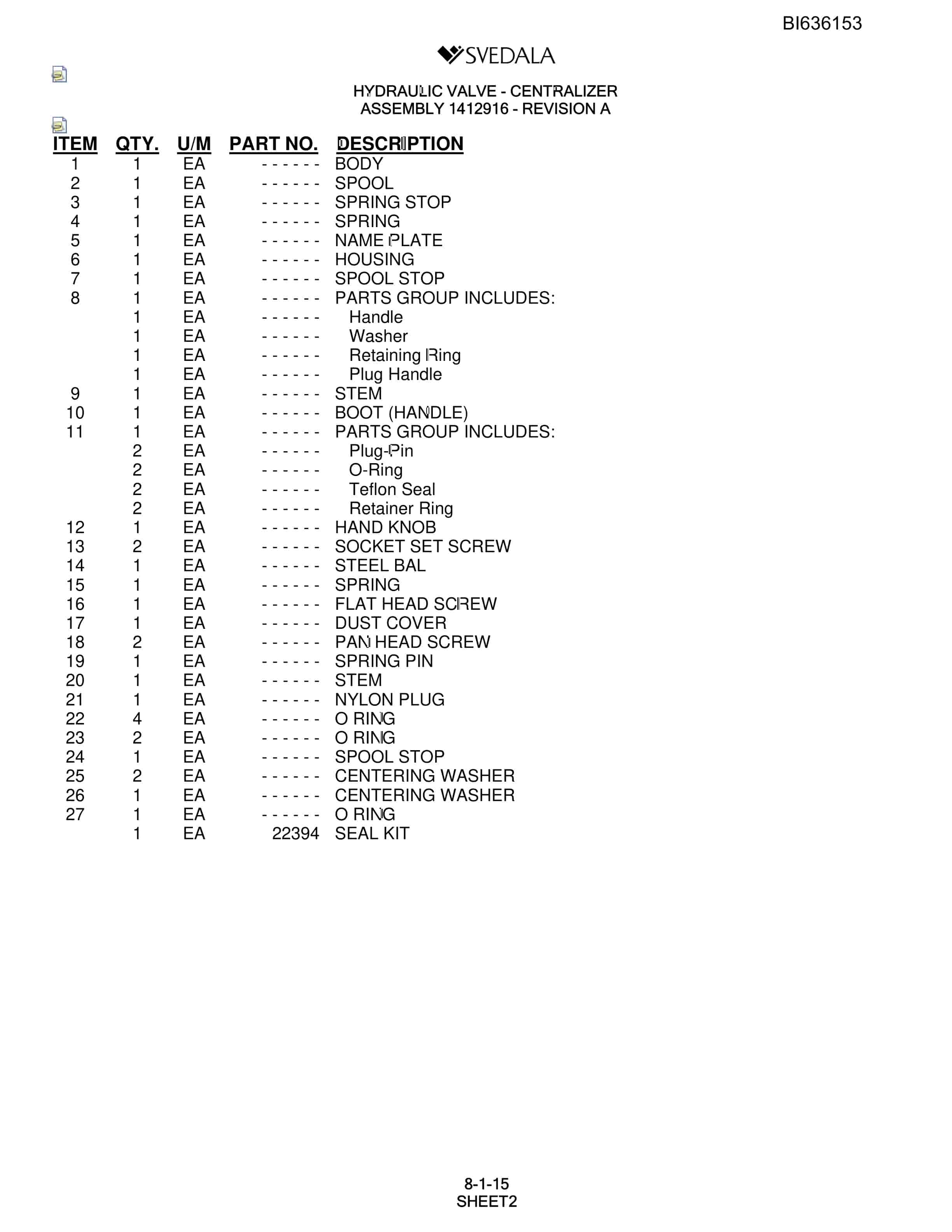 Bucyrus 300 Hydra-Trac Parts Catalog BI636153-5