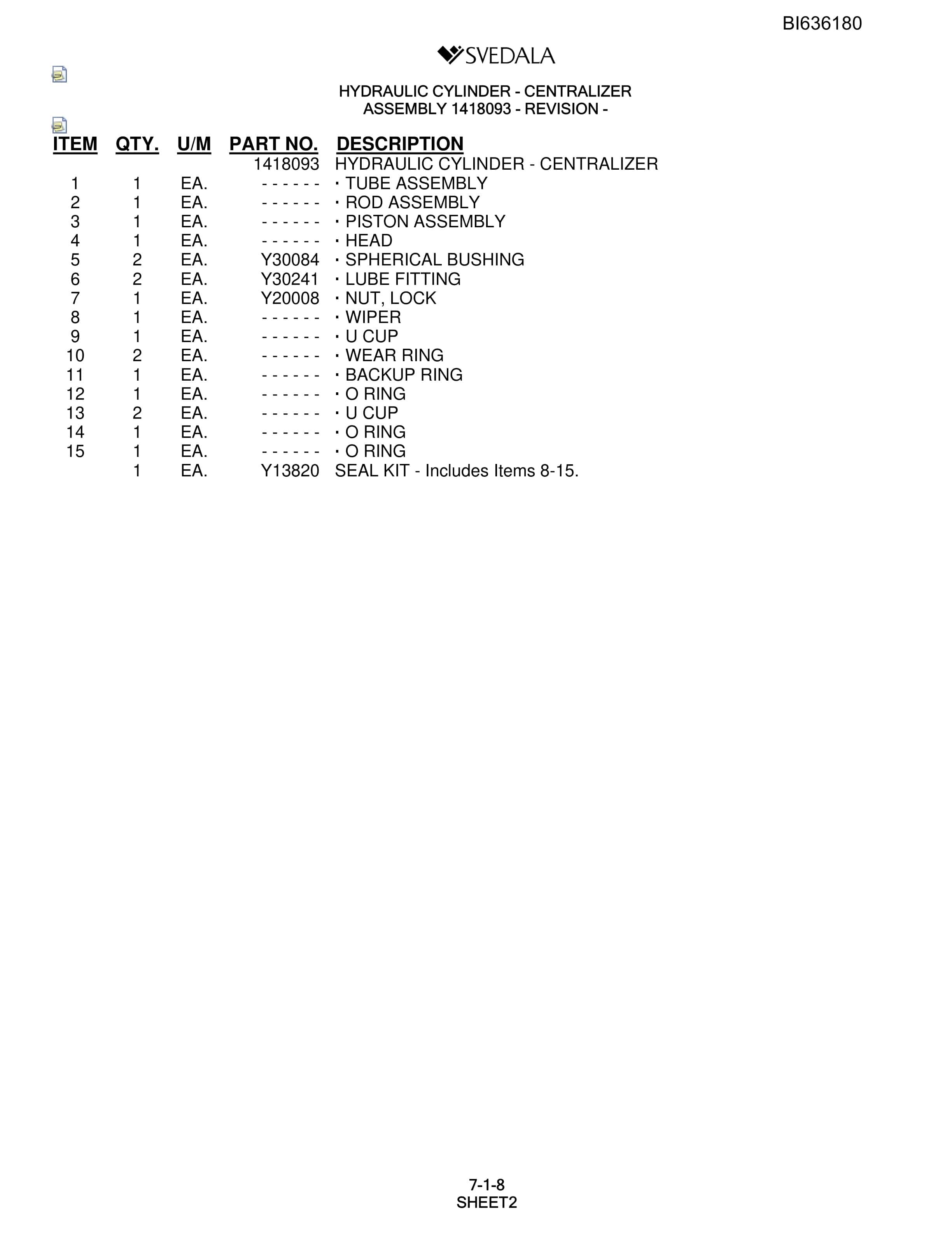 Bucyrus 300 Hydra-Trac Parts Catalog BI636180-3