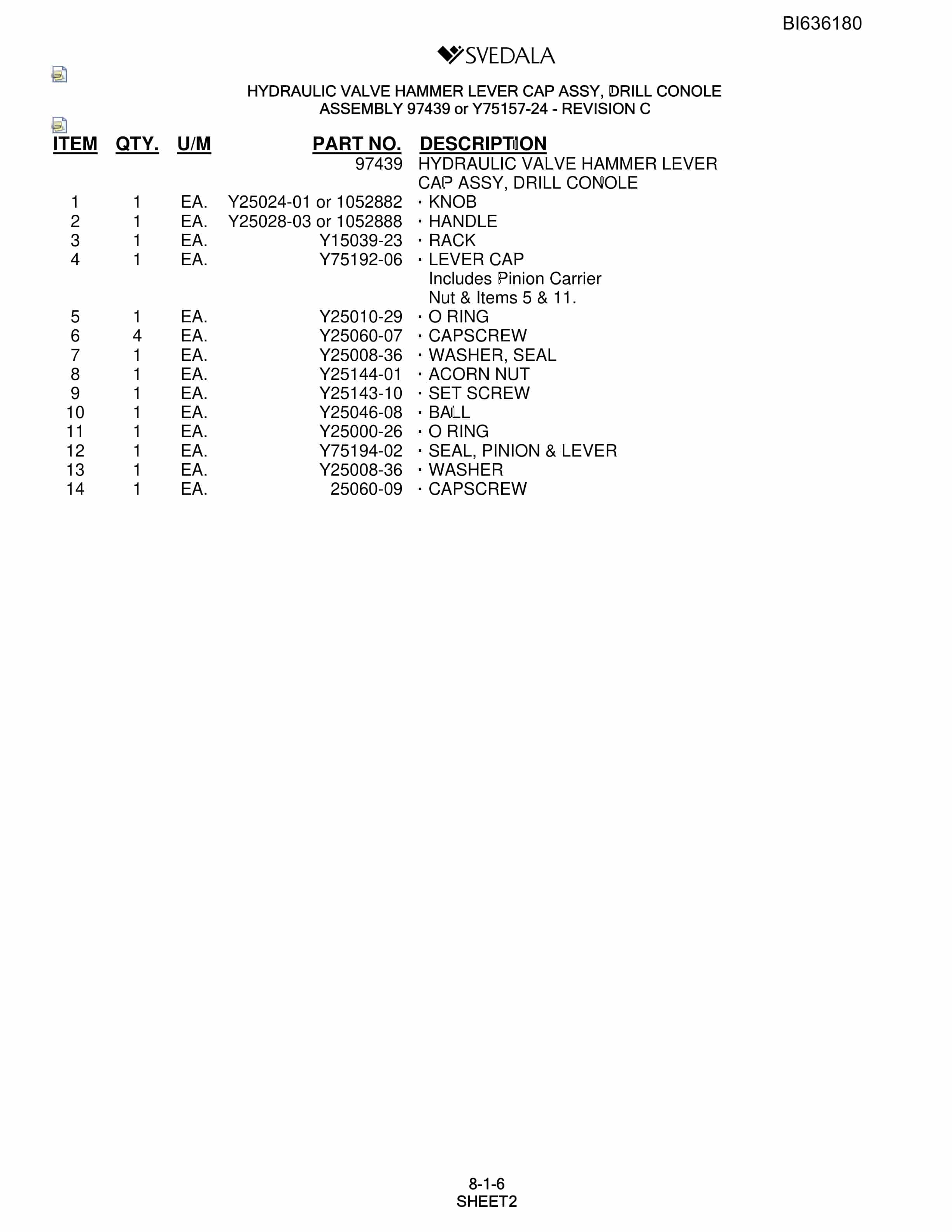 Bucyrus 300 Hydra-Trac Parts Catalog BI636180-4