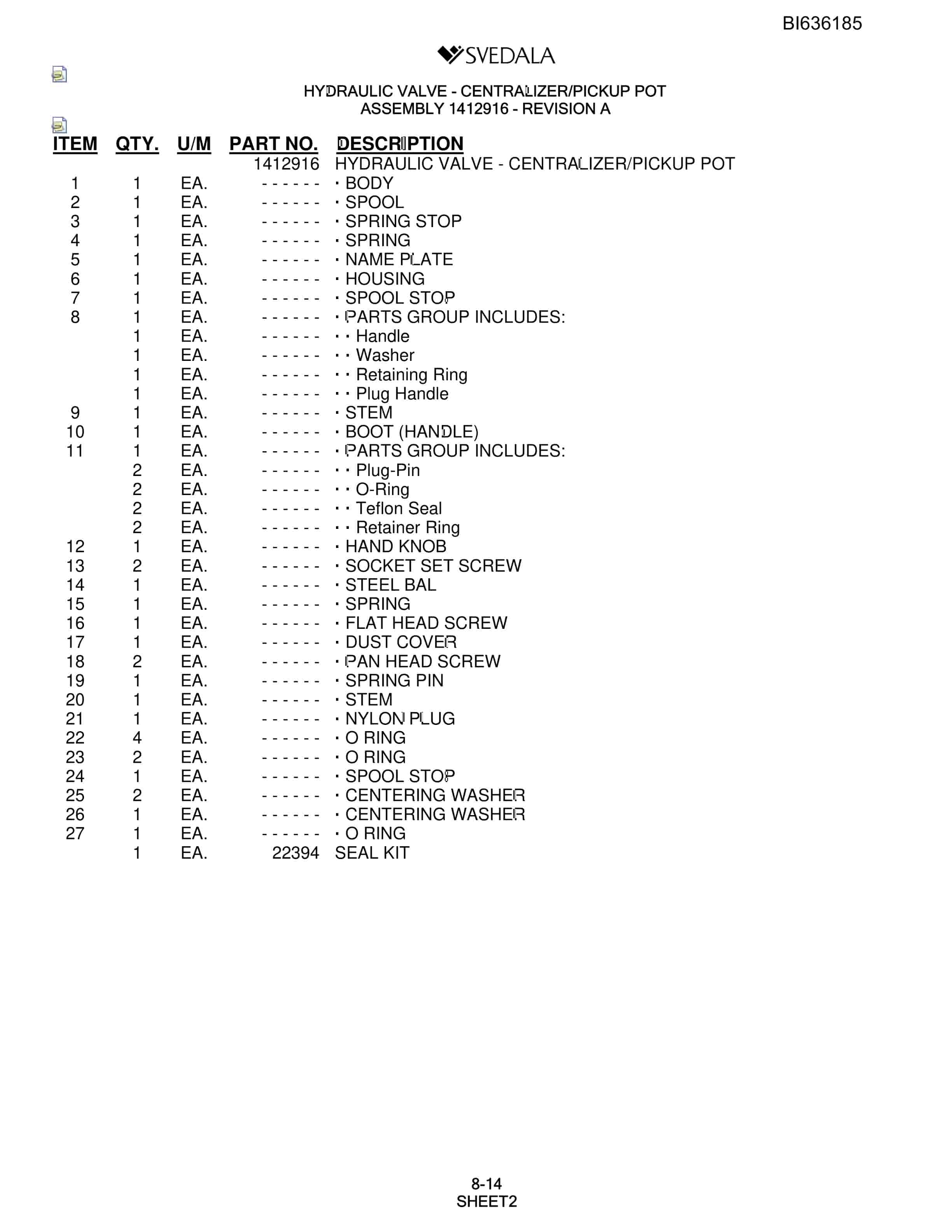 Bucyrus 300 Hydra-Trac Parts Catalog BI636185-5
