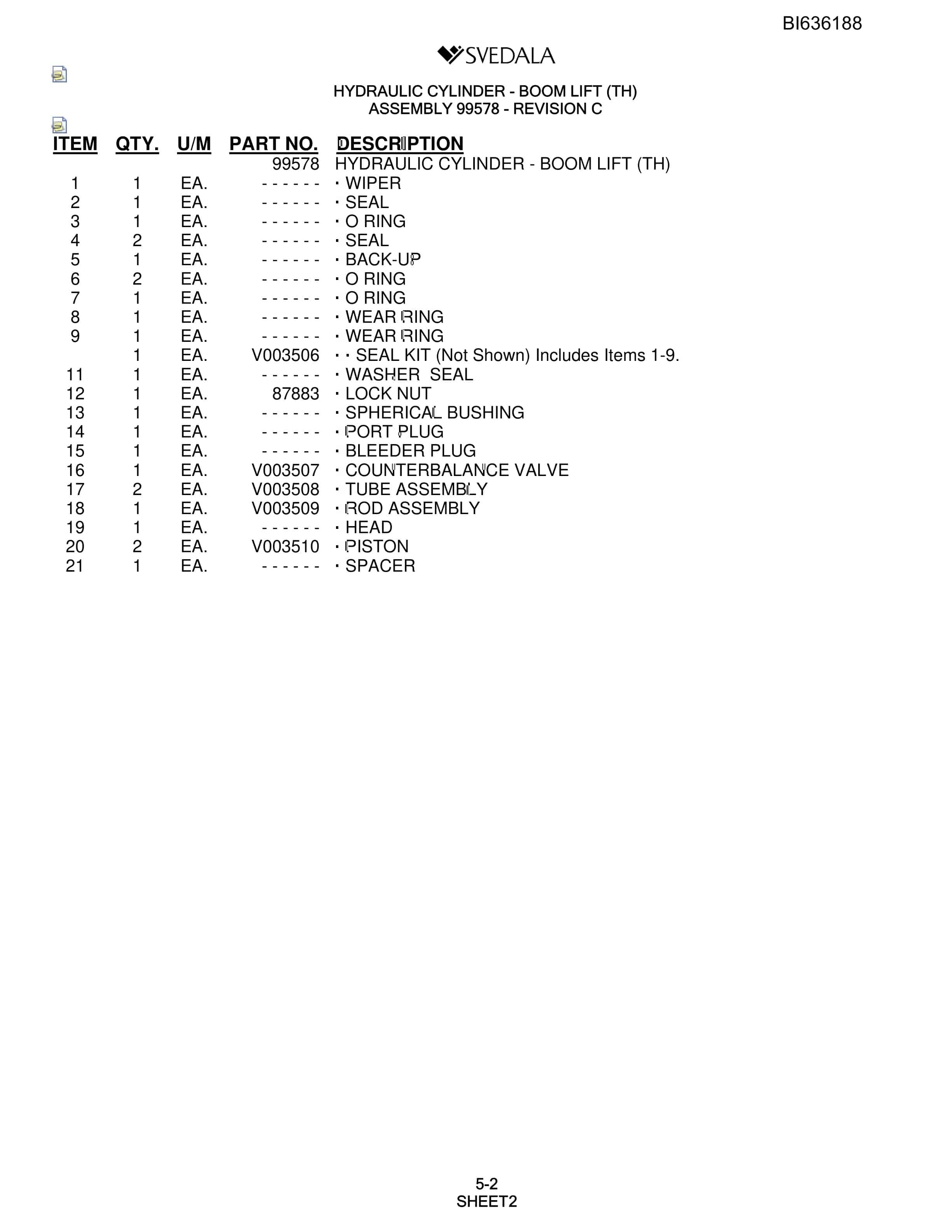 Bucyrus 300 Hydra-Trac Parts Catalog BI636188-2