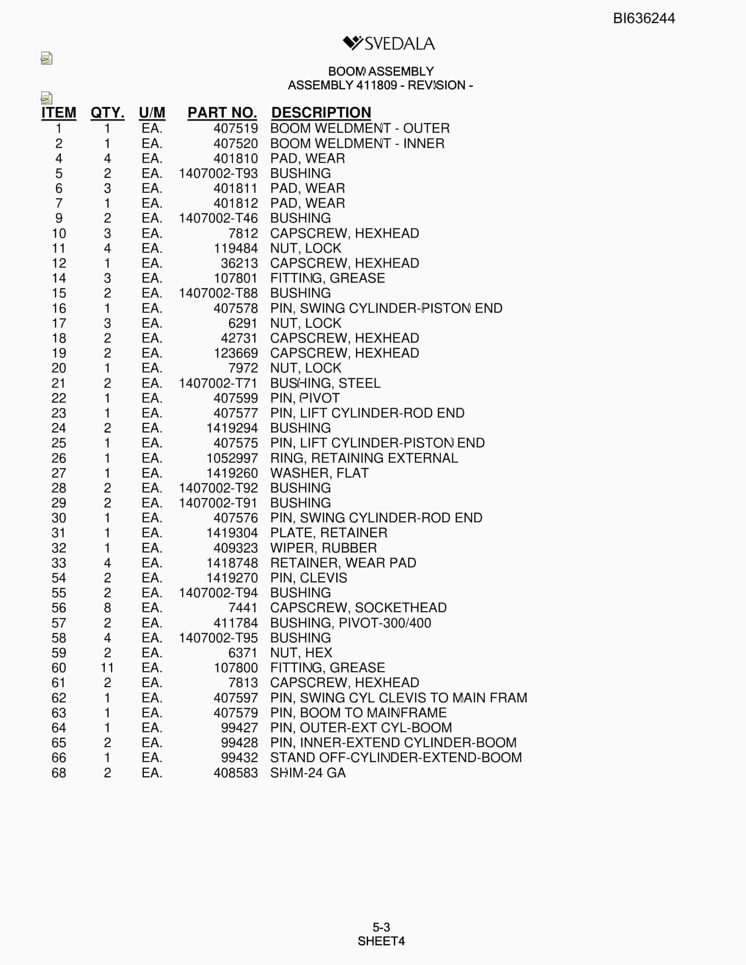 Bucyrus 300 Hydra-Trac Parts Catalog BI636244-2