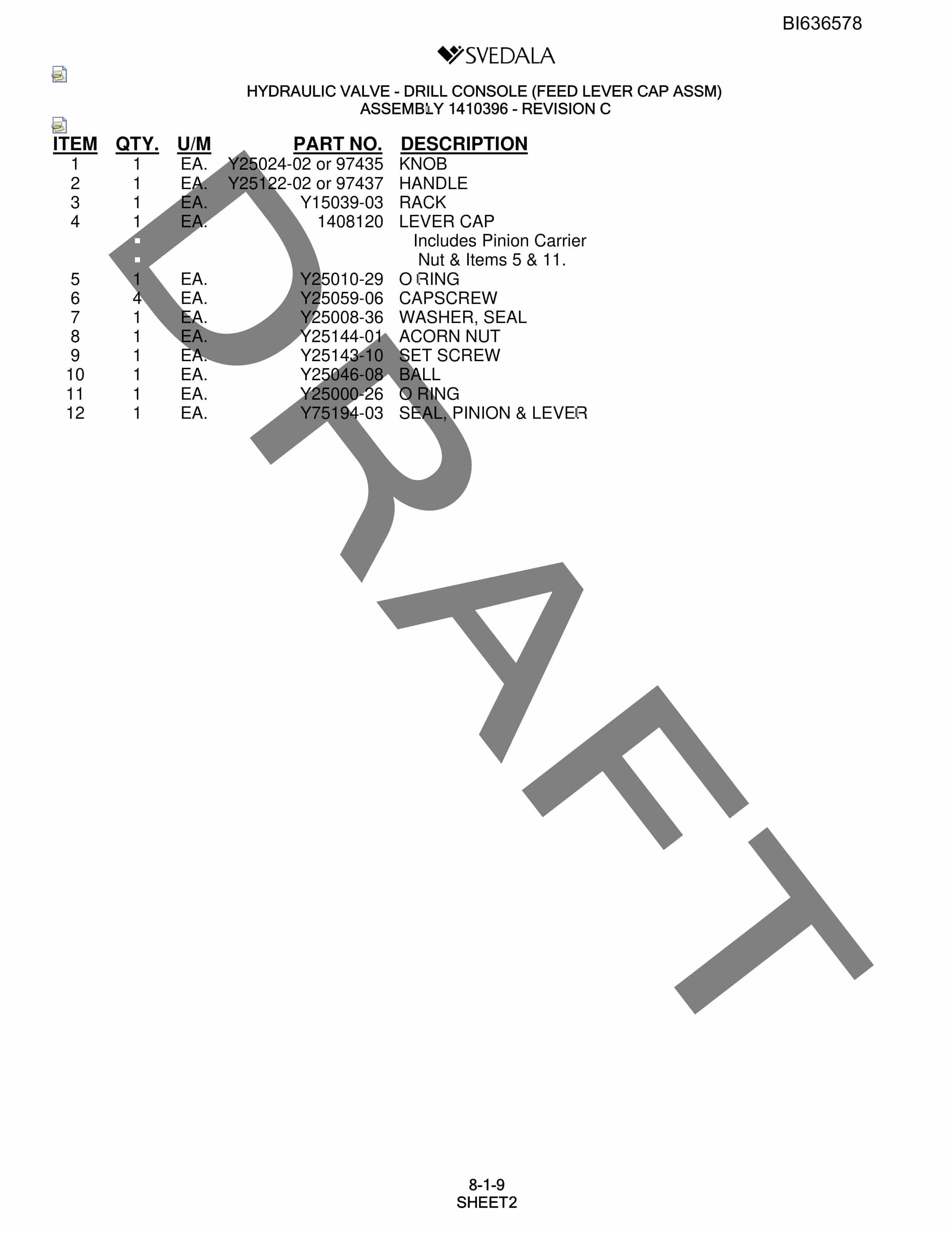 Bucyrus 300 Hydra-Trac Parts Catalog BI636578-4