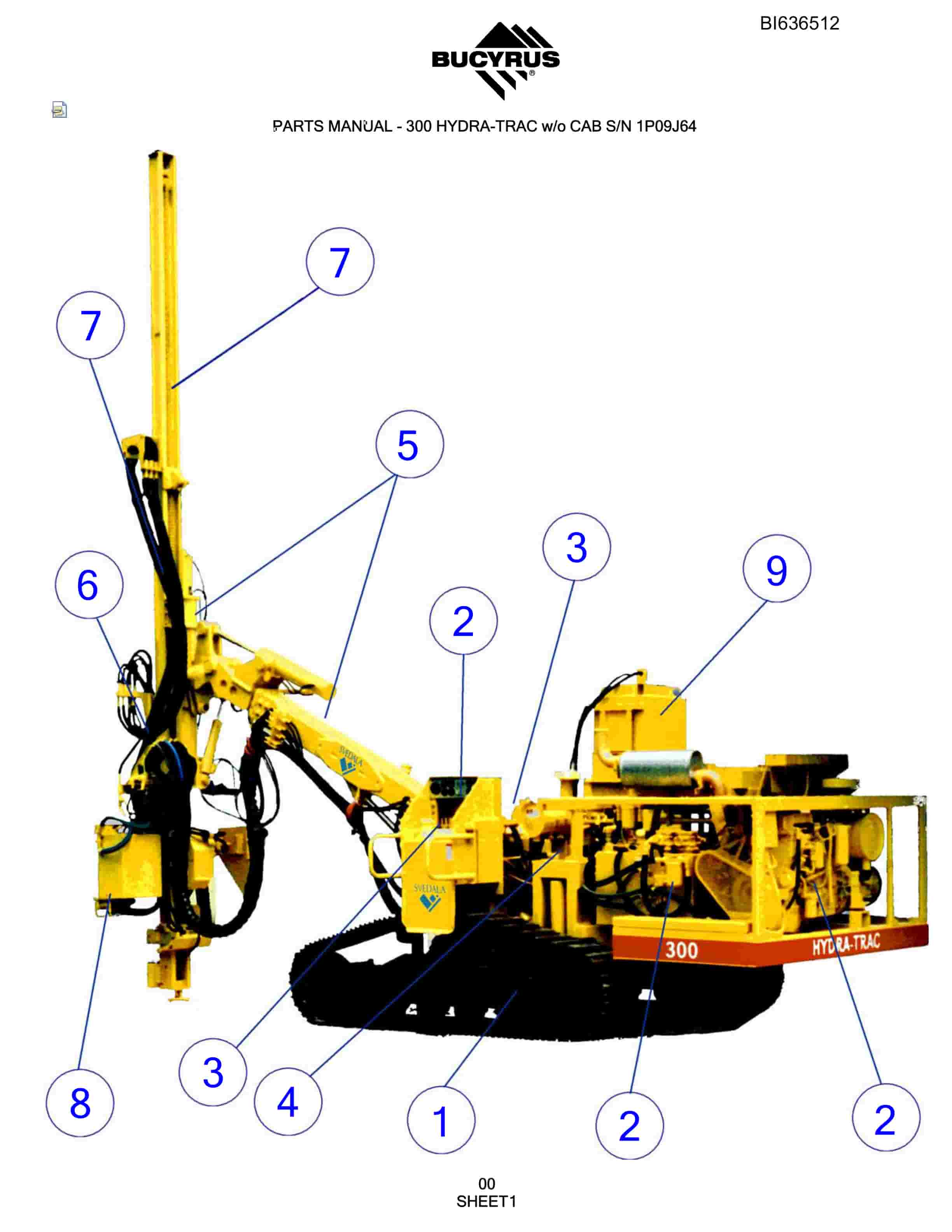 Bucyrus 300 Hydra-Trac Parts Manual BI636512