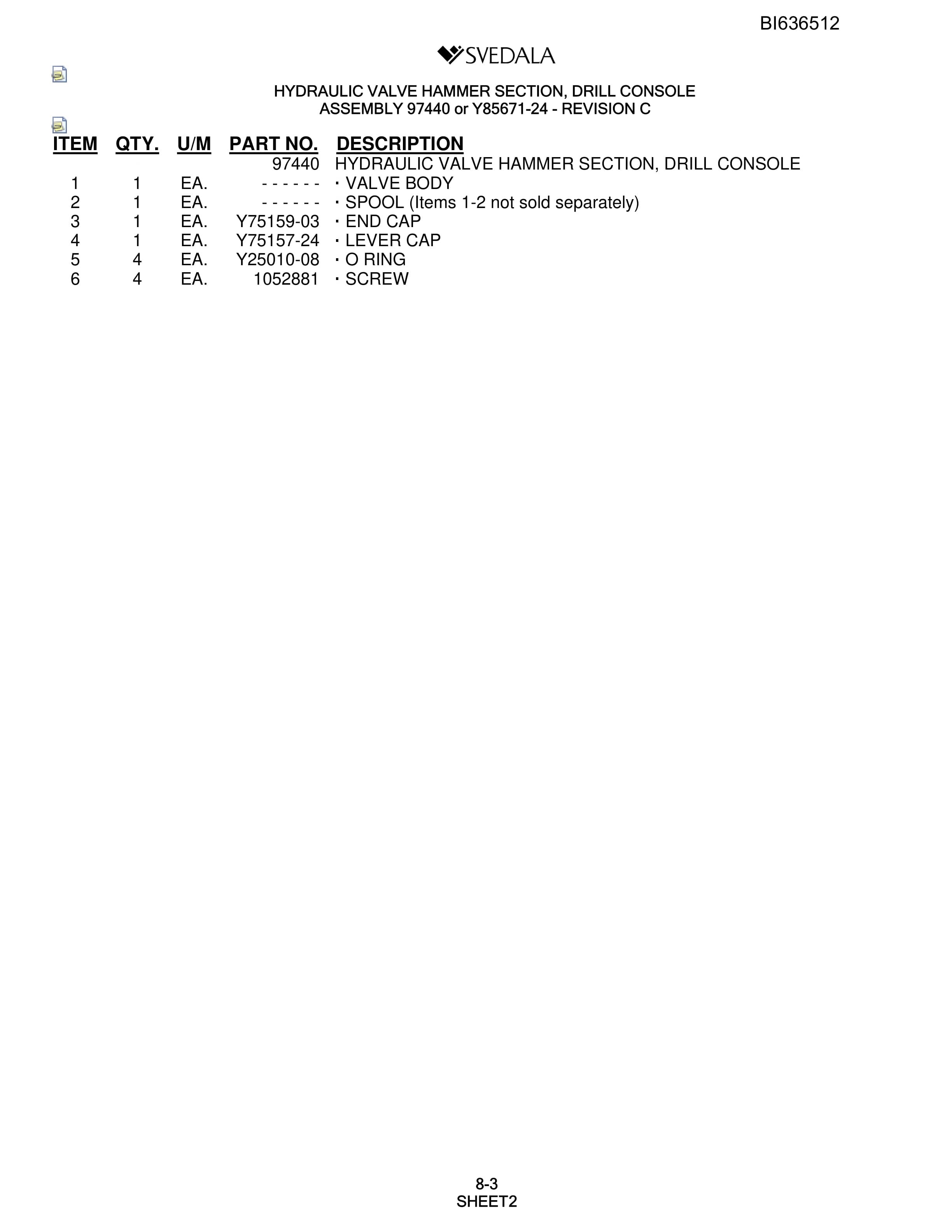 Bucyrus 300 Hydra-Trac Parts Manual BI636512-4