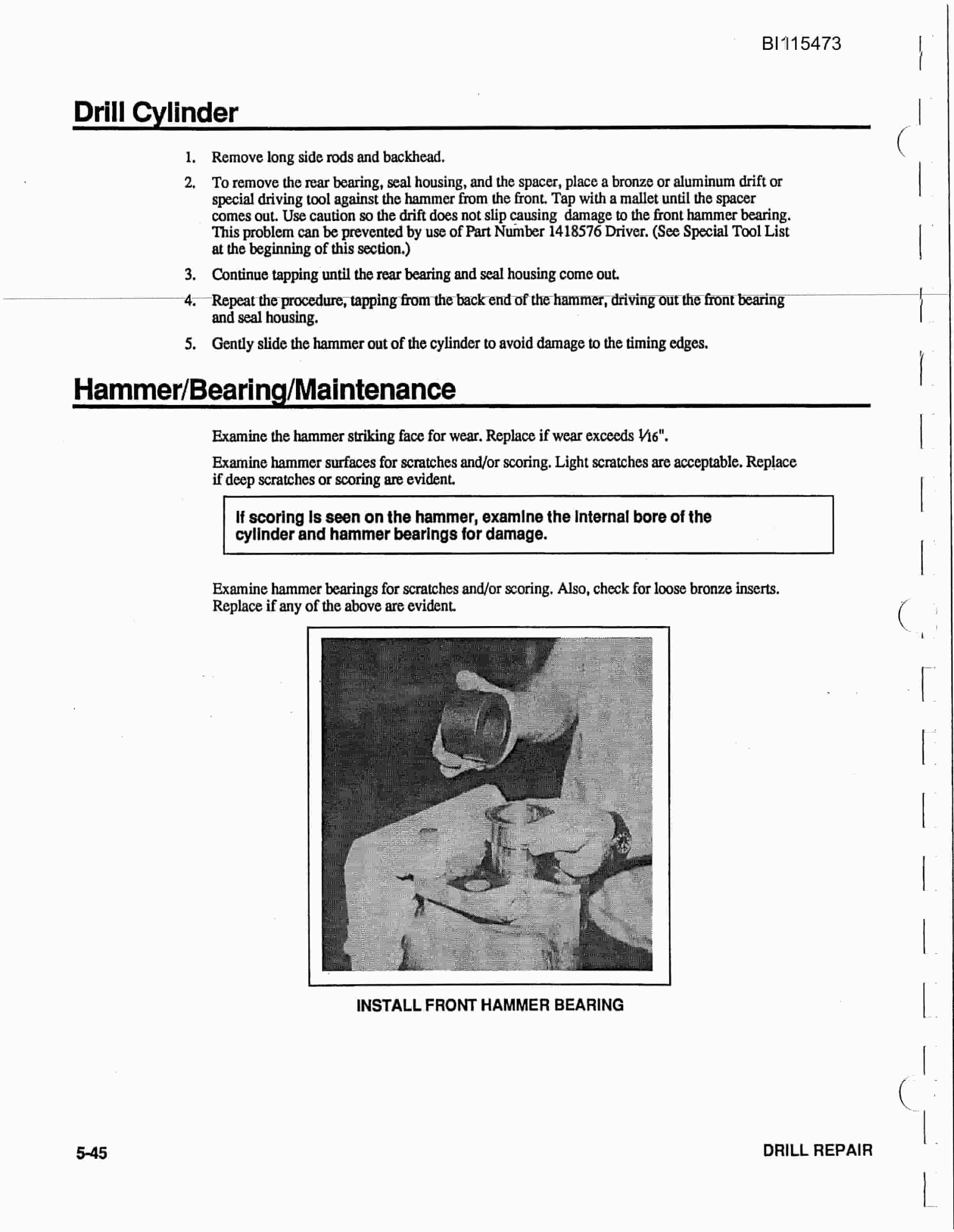 Bucyrus 3000 Hydra-Trac Self Contained Hydraulic Track Drill Technical Manual BI115473-5