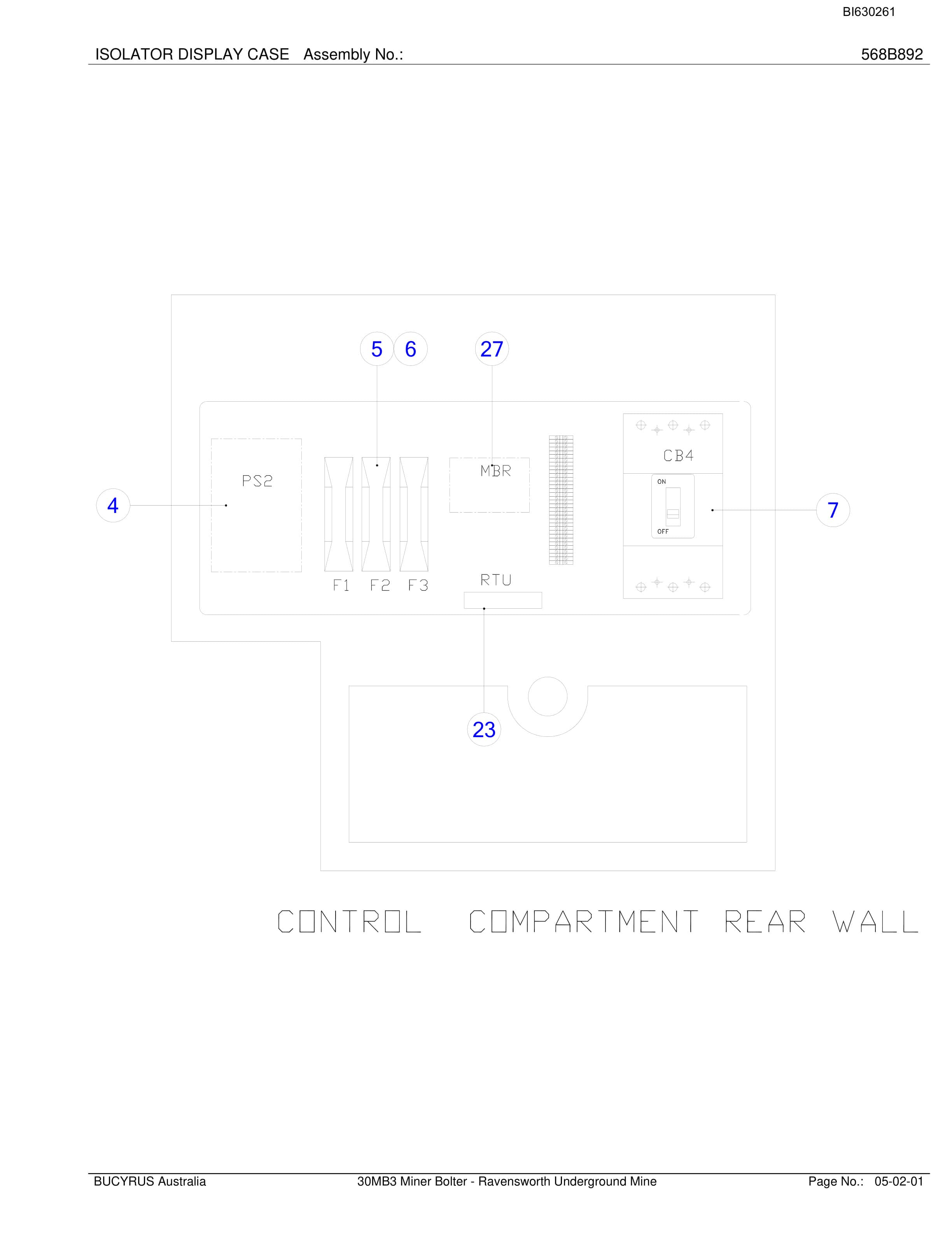 Bucyrus 30M3 Miner Bolter Parts Manual BI630261-3