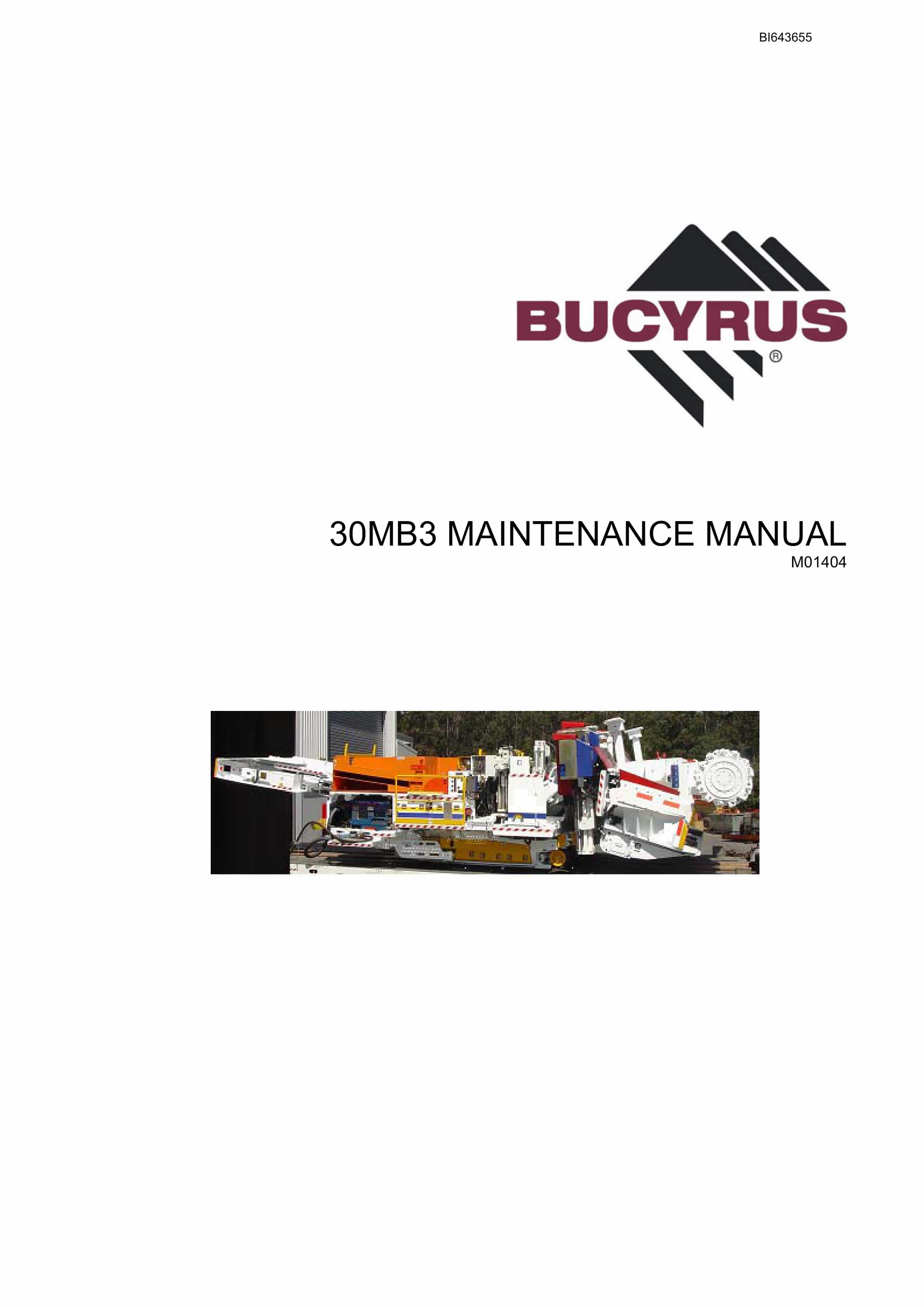 Bucyrus 30MB3 Continuous Miner Maintenance Manual BI643655