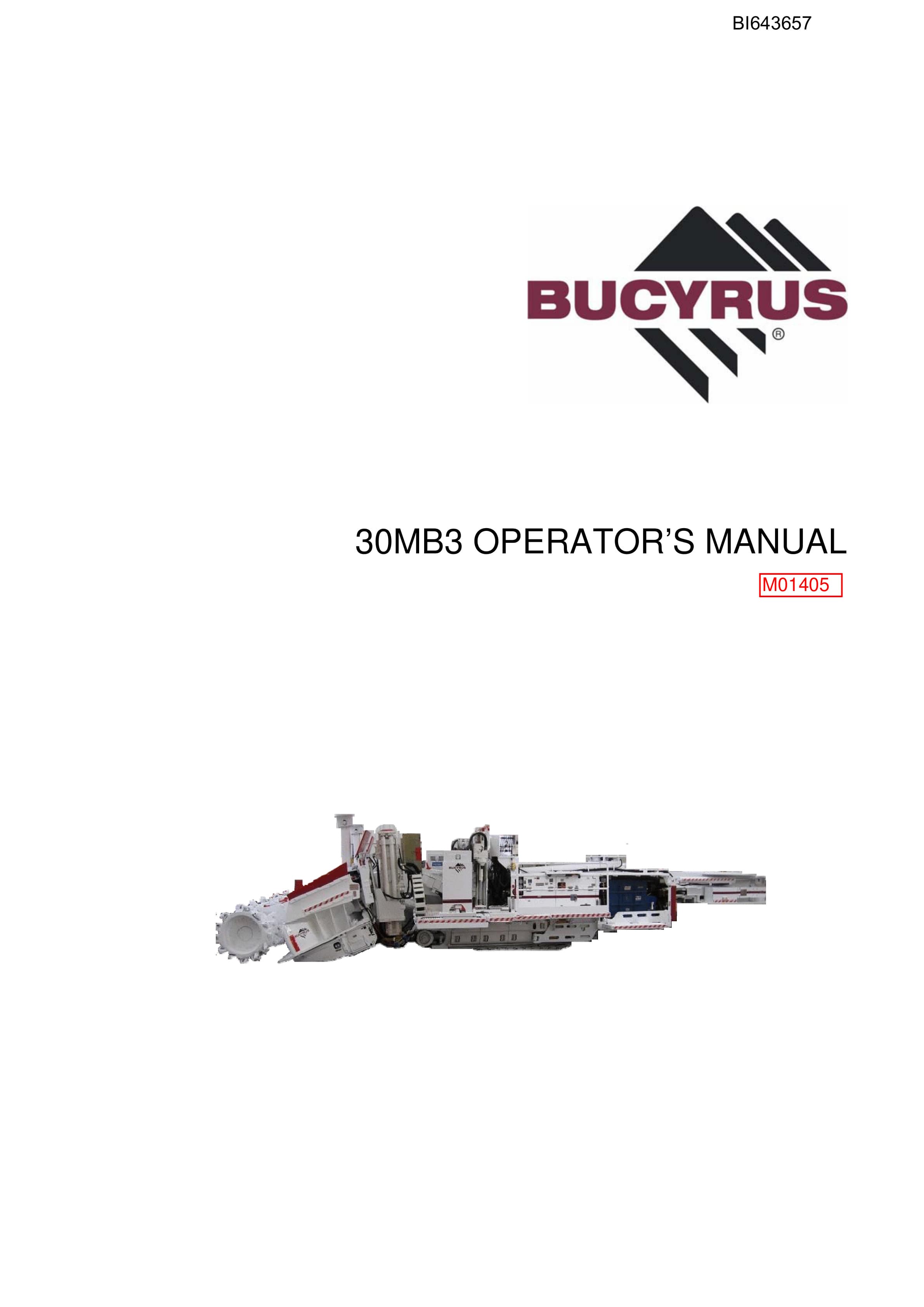 Bucyrus 30MB3 Continuous Miner Operators Manual BI643657